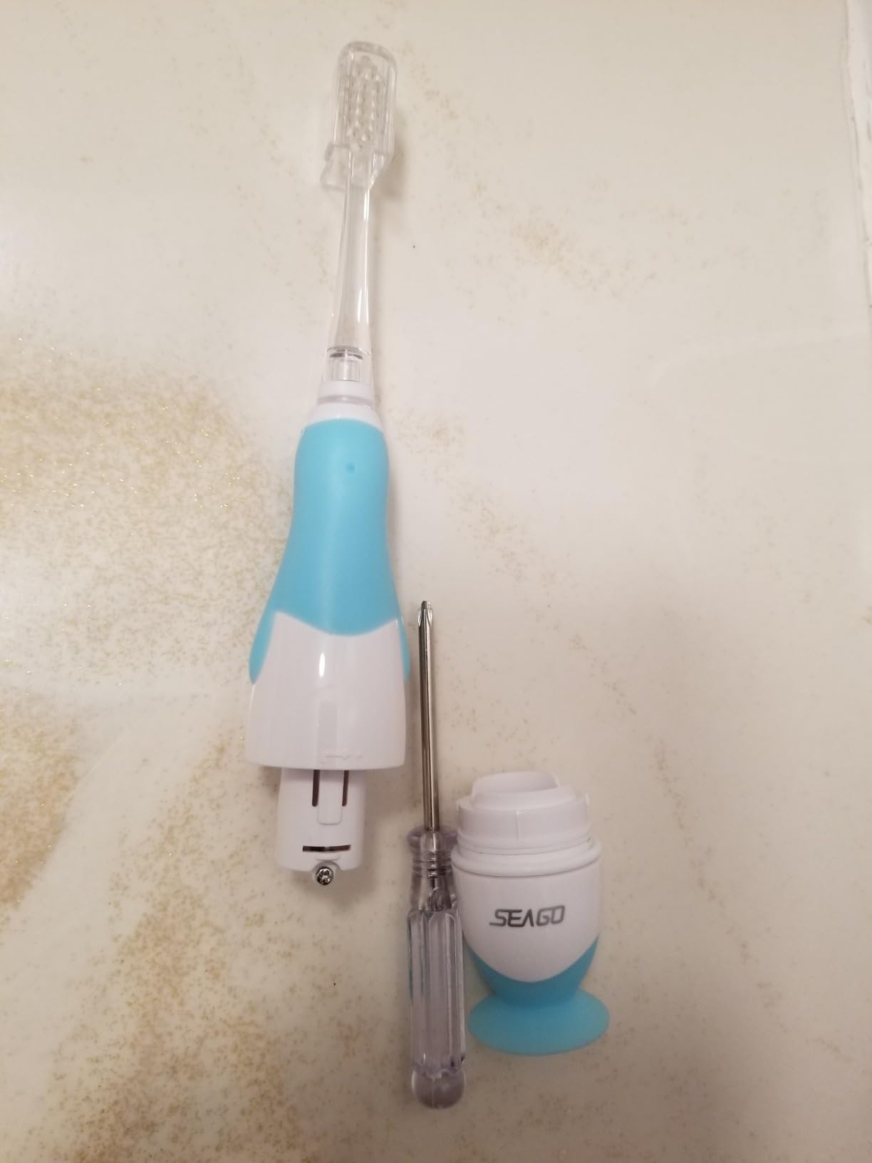 SEAGO Toddler Electric Toothbrush for Babies, Timer, LED Light, 4 Heads customer photo 1