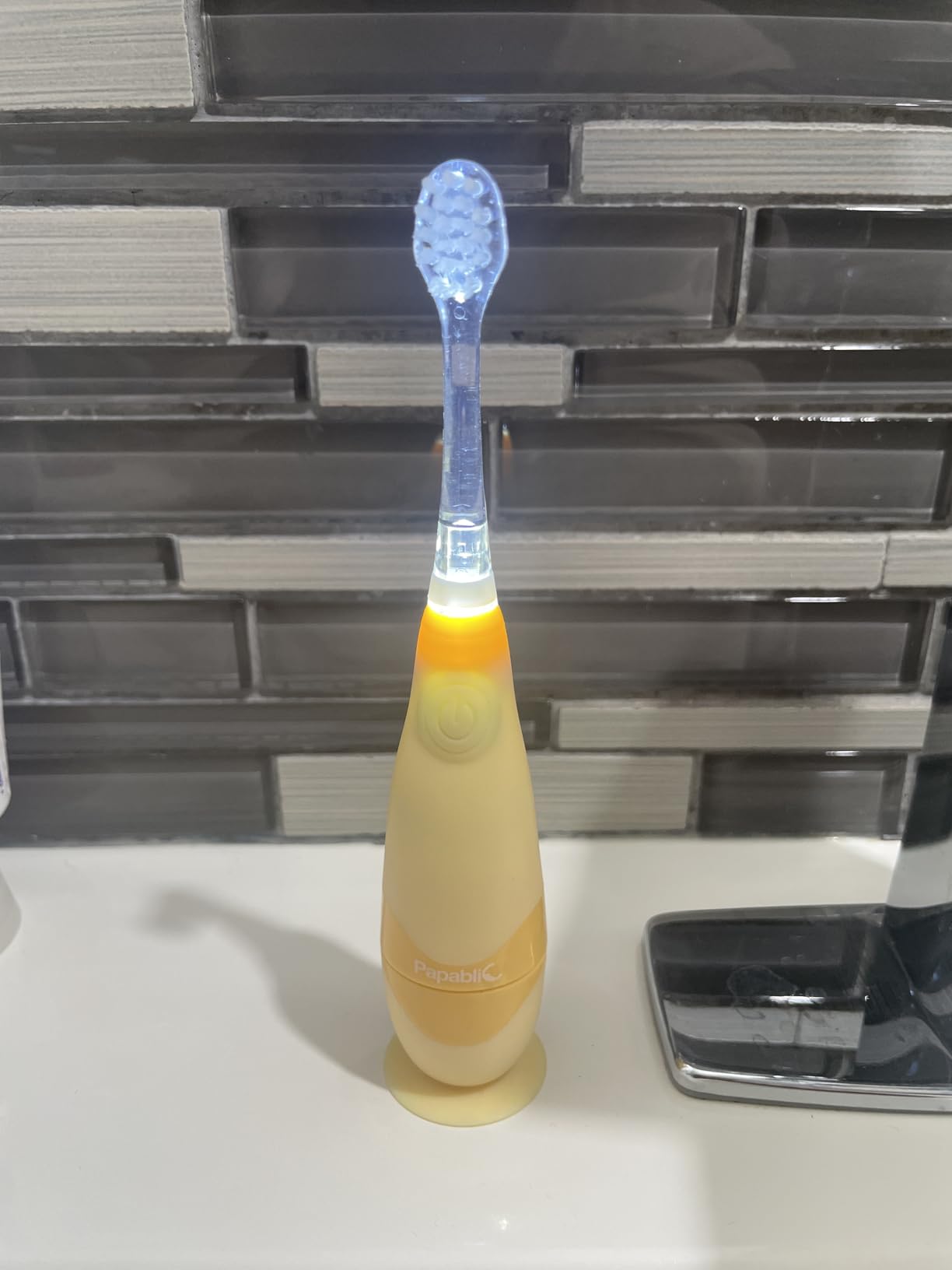 Papablic Toddler Sonic Electric Kids Toothbrush for Ages 1-3, Dinosaur(Max) customer photo 1