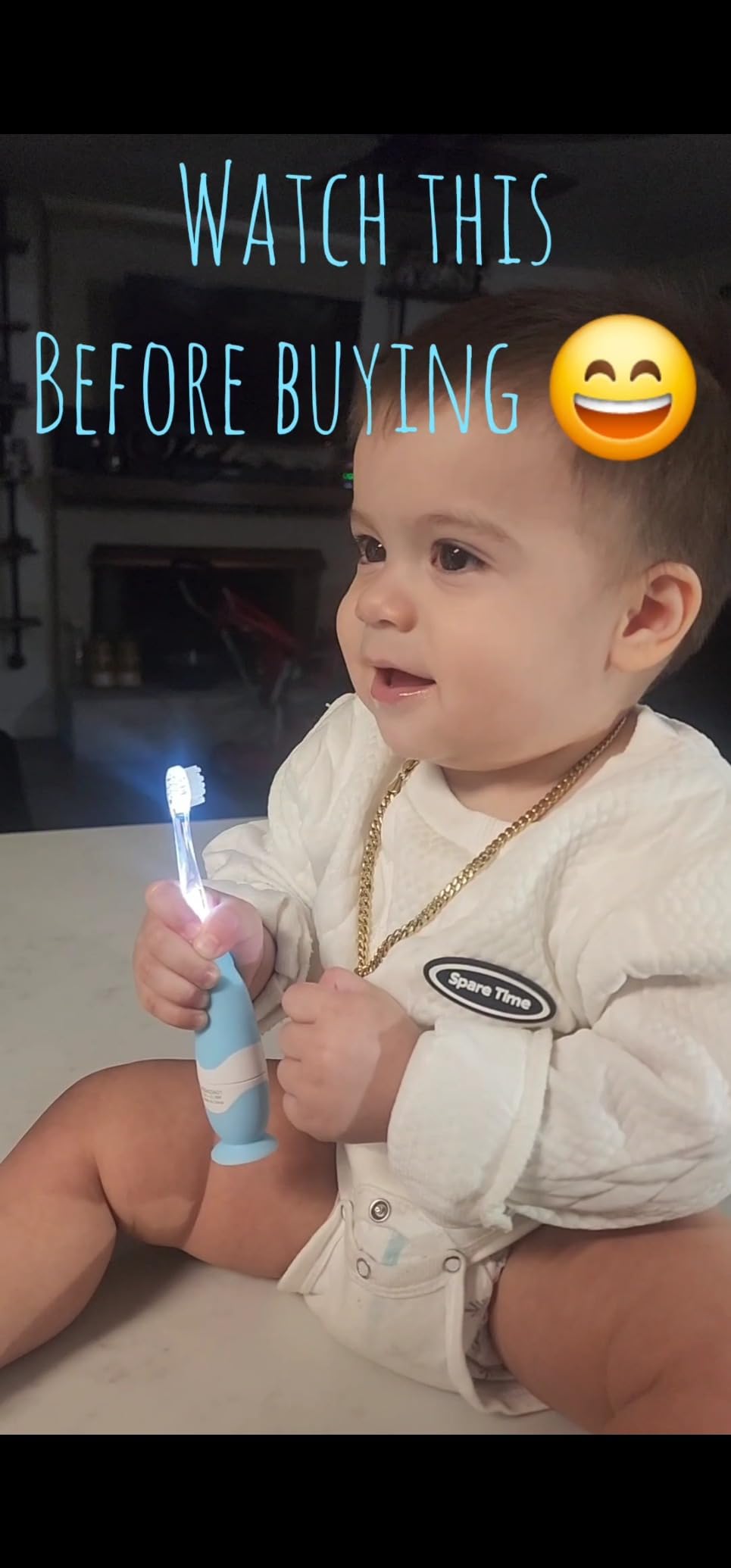 Papablic Toddler Sonic Electric Kids Toothbrush for Ages 1-3, Dinosaur(Max) customer photo 2
