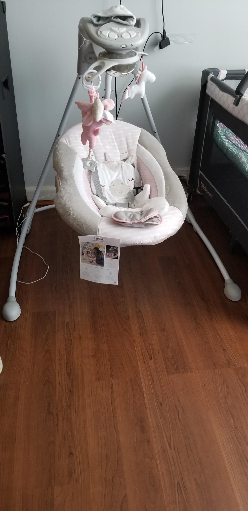 Ingenuity InLighten Soothing Swing - Swivel Infant Seat, Soothing Sounds, Lightweight Mesh - Dakota customer photo 1