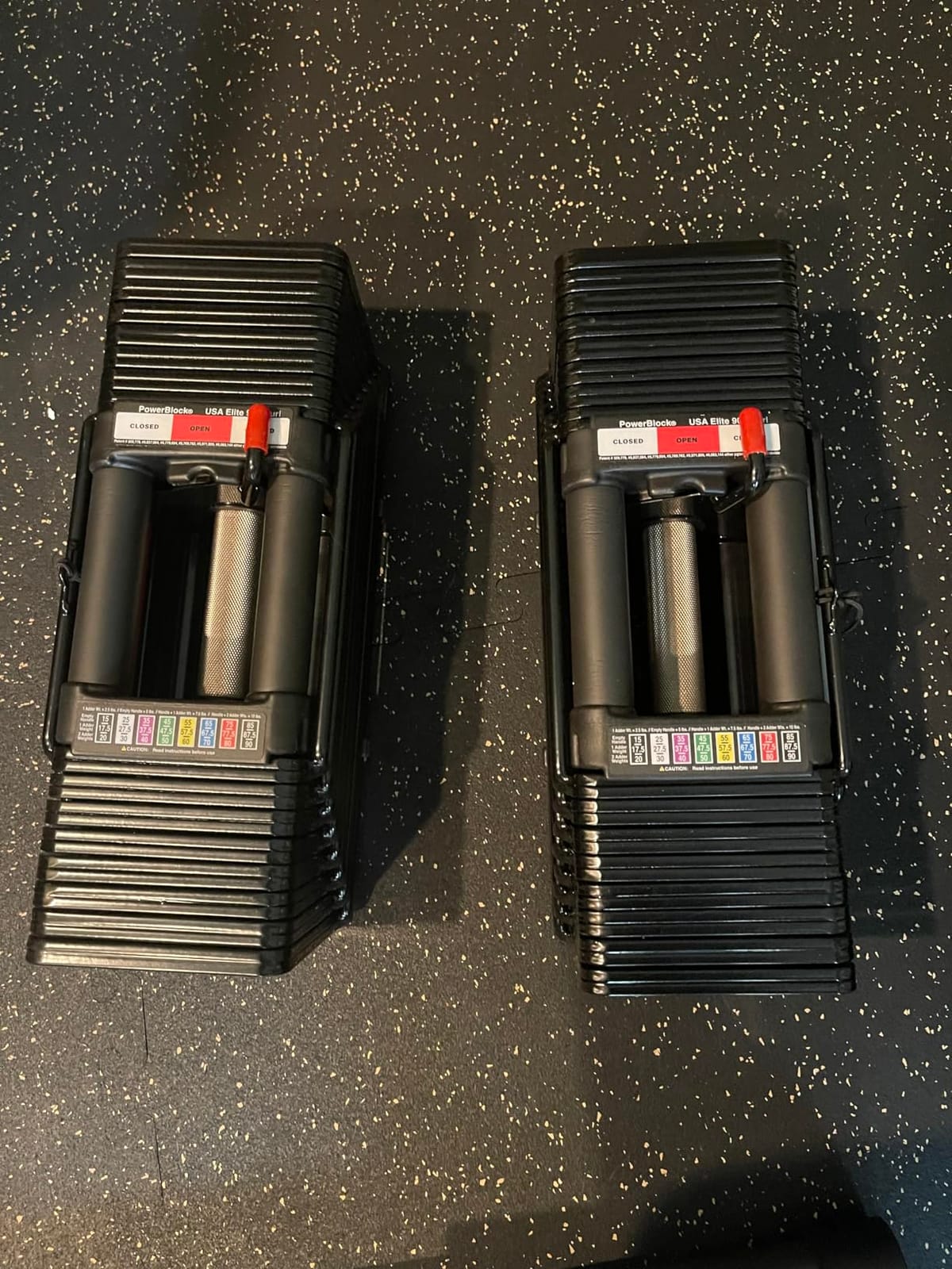PowerBlock Elite USA 90 Pound Adjustable Dumbbells, Sold in Pairs, 5-90 lb. | Includes Stage 1, 2 & 3 expansions customer photo 1