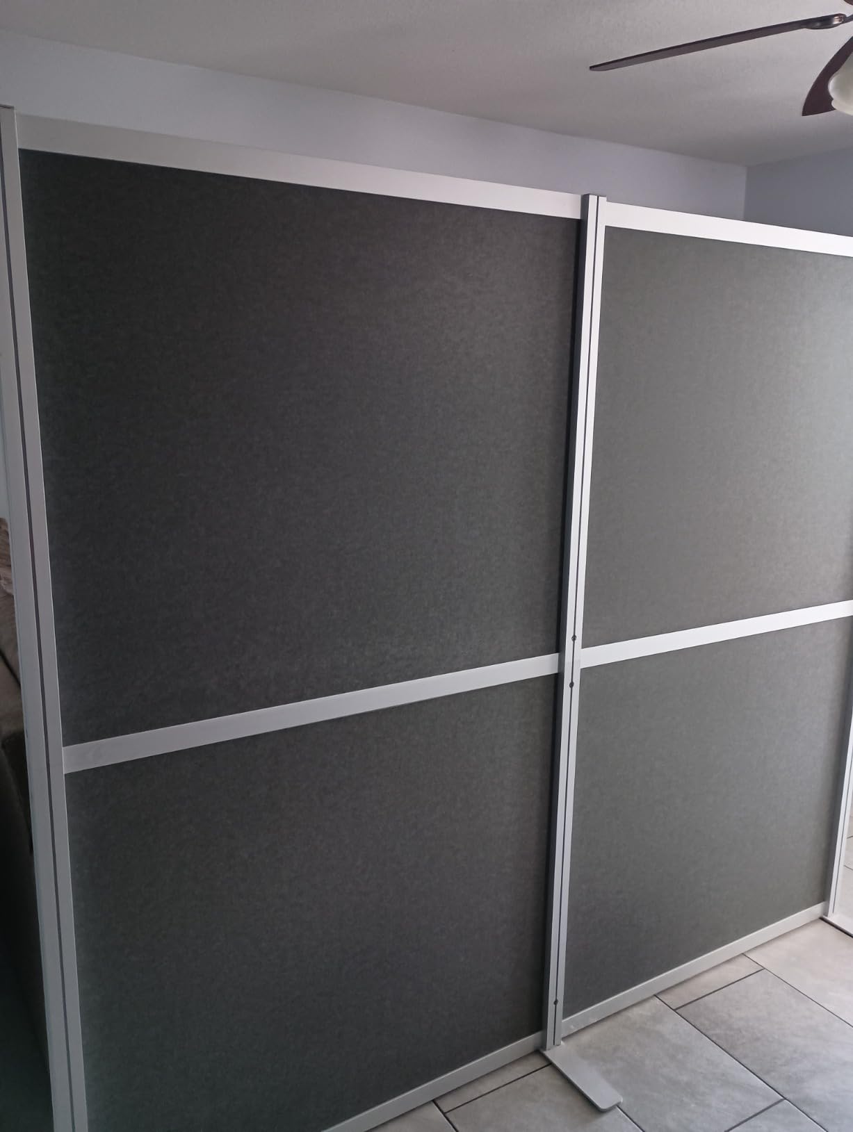 VIVO Dark Gray Freestanding 76 x 66 inch Privacy Panel, PP-MWS63D | Modular Wall System, 2 PET Panels, Modern Professional Office Cubicle Dividers, Privacy-Screen, Silver Frame customer photo 2