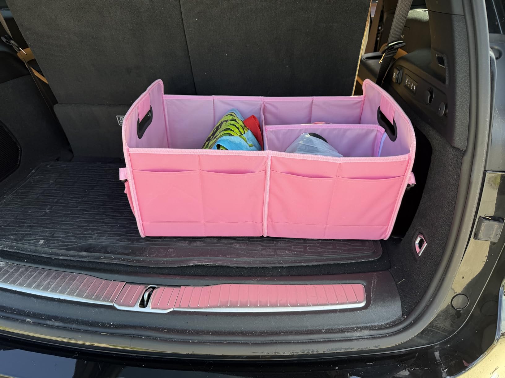 AOKJOY Car Trunk Organizer Car Storage Organizer Collapsible Multi Compartment Car Organizer Adjustable Straps for SUV(Beige) customer photo 1
