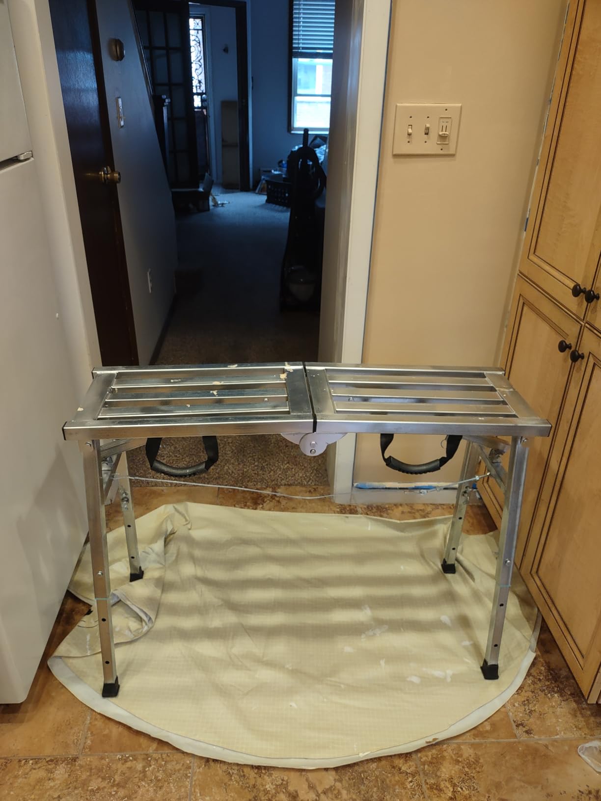Adjustable Work Platform with 400 lb Duty Rating, Steel Step Ladder, Portable Folding Scaffolding Platform for RV Cleaning High Painting Walls, Drywall, Decorating (100 CM) customer photo 2