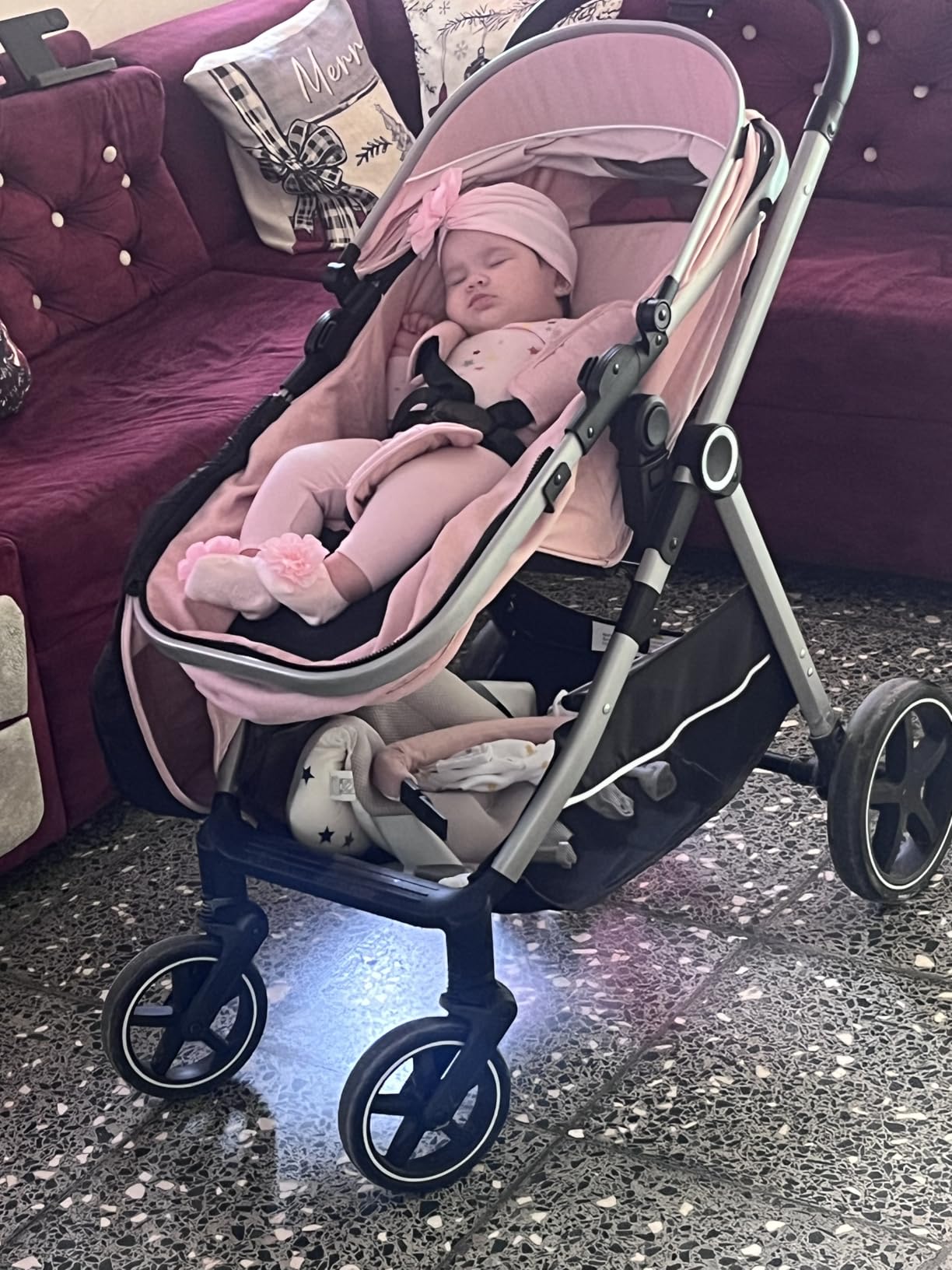Lortsybab 2-in-1 Baby Stroller - Folding Infant Newborn Pram Stroller with Reversible Seat - Toddler Strollers for 0-36 Months Old Babies (Grey) customer photo 1