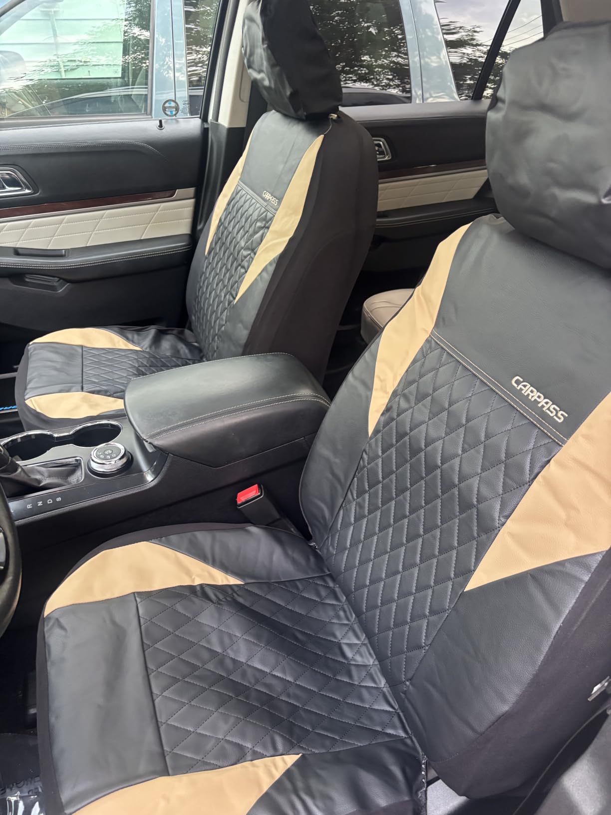 CAR PASS Quilting Leather Seat Cover Two Front Seats Only, Universal Fit Automotive Front Seat Covers Waterproof Deluxe PU Premium Vinyl Luxury for Cars Sedan Van SUV Airbag Compatible 2 Pieces,Black customer photo 2