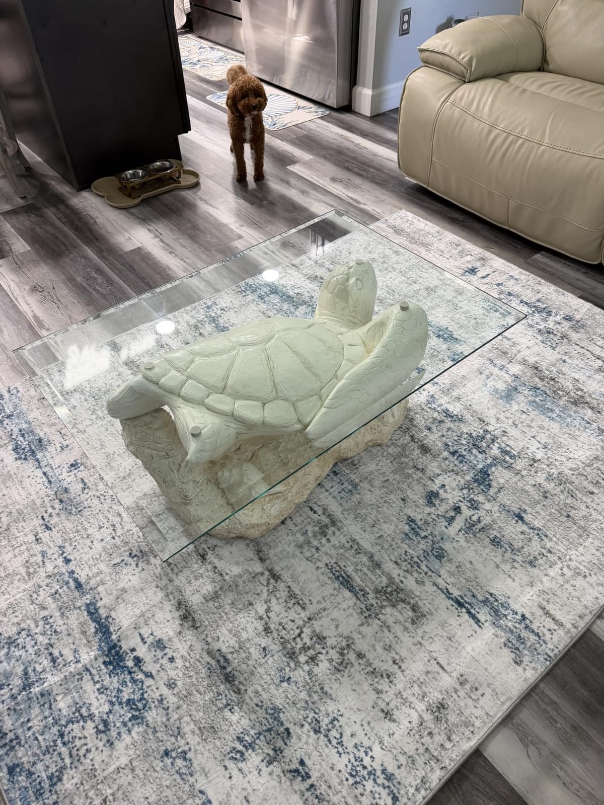 5x7 Area Rugs for Living Room Large Washable Abstract Rug White Gray Blue customer photo 2
