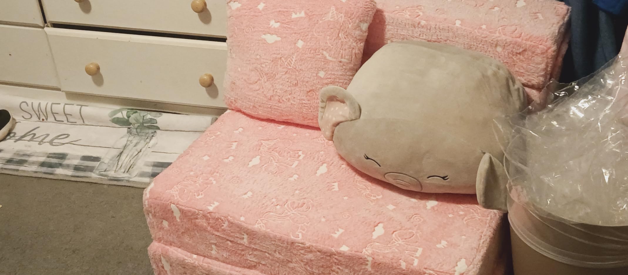 MeMoreCool Kids Floor Mattress, 8 in Glow Dinosaur Trifold Sofa Bed, Grey customer photo 1