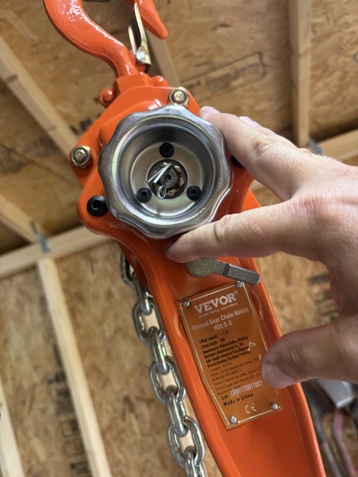 VEVOR Manual Lever Chain Hoist, 1-1/2 Ton 3300 lbs Capacity 10 FT Come Along, G80 Galvanized Carbon Steel with Weston Double-Pawl Brake customer photo 2