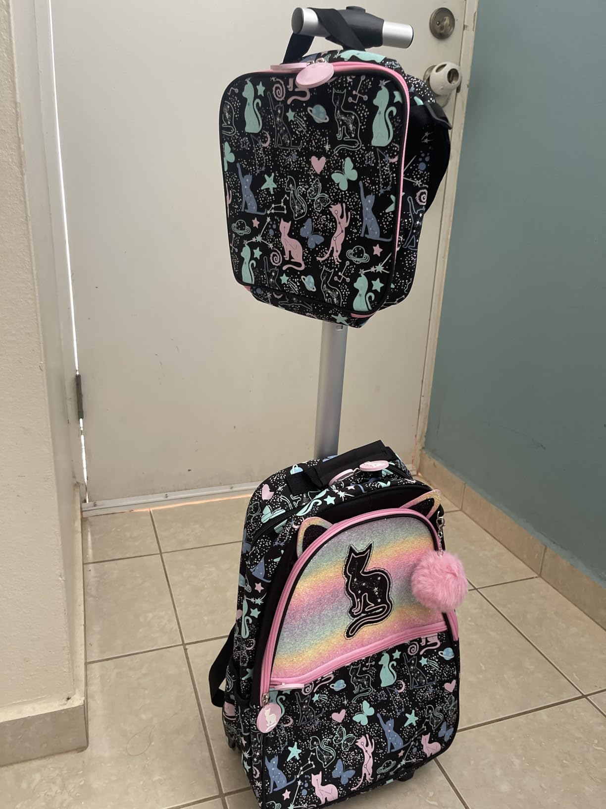 Unicorn Roller Backpack with Wheels Set for Elementary Students Carry on Luggage Bookbag with Roller for Girls Kids customer photo 1