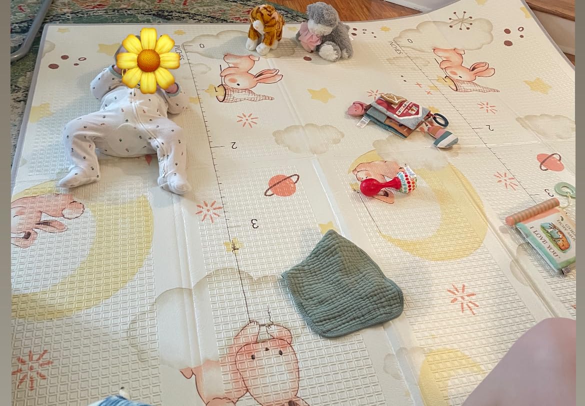 Joypony Baby Play Mat, 71x59 Inch Foldable Play Mats for Babies and Toddlers, Waterproof & Anti-Slip Portable Foam Floor Mat for Tummy Time with Travel Bag Indoor Outdoor customer photo 2