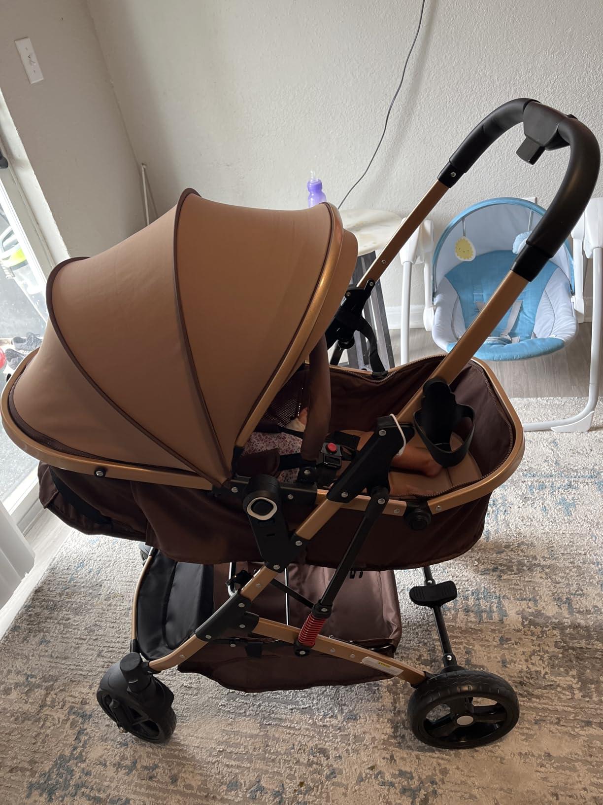 2 in 1 Baby Stroller Newborn Foldable Pushchair with Adjustable Canopy Folding High Landscape Infant Carriage, Anti-Shock Toddler Pushchair customer photo 2