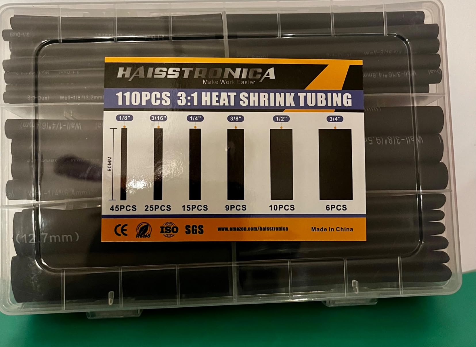 haisstronica 220PCS 3:1 Heat Shrink Tubing Kit 6 Sizes 1/8