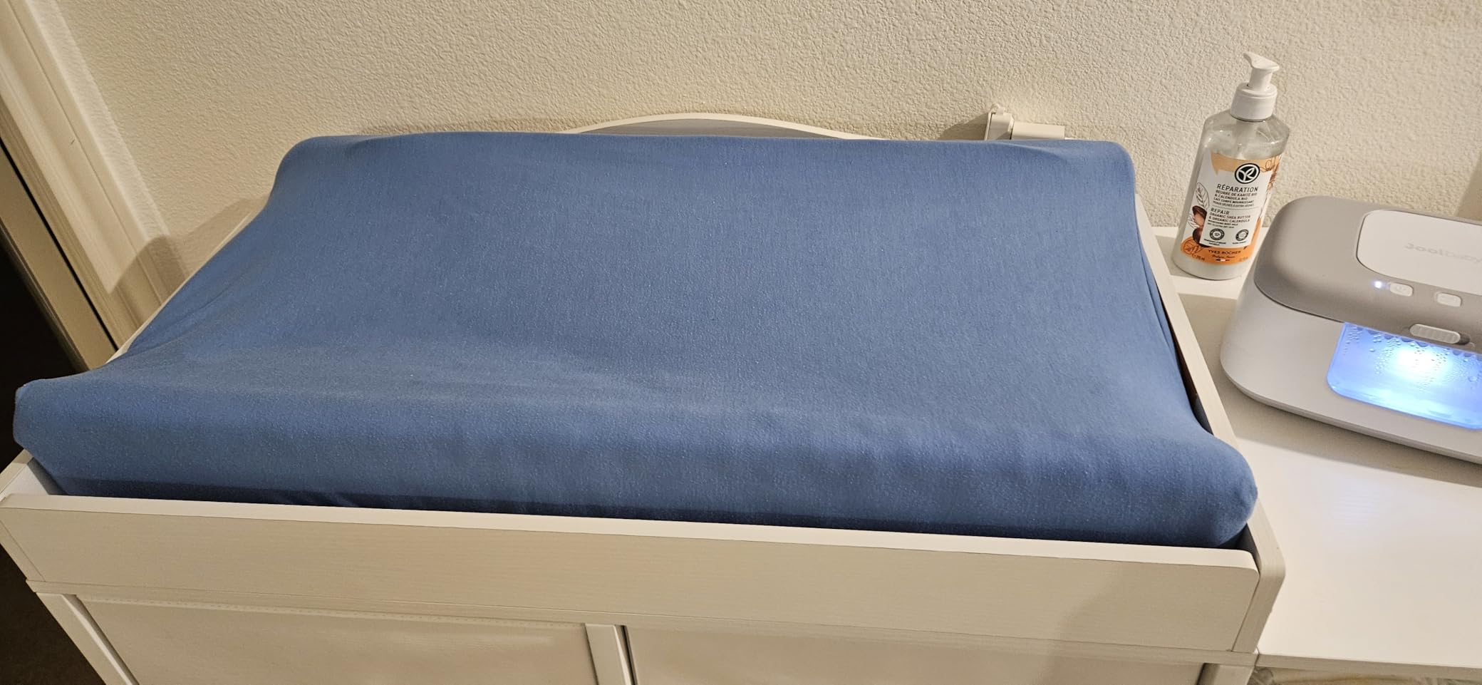 Organic Cotton Covered Contoured Baby Changing Pad | Waterproof Foam Mattress, Soft, Removable & Washable Cover, Safety Strap, Non-Slip Bottom, Topper for Standard Size Infant Diaper Table & Dresser customer photo 2