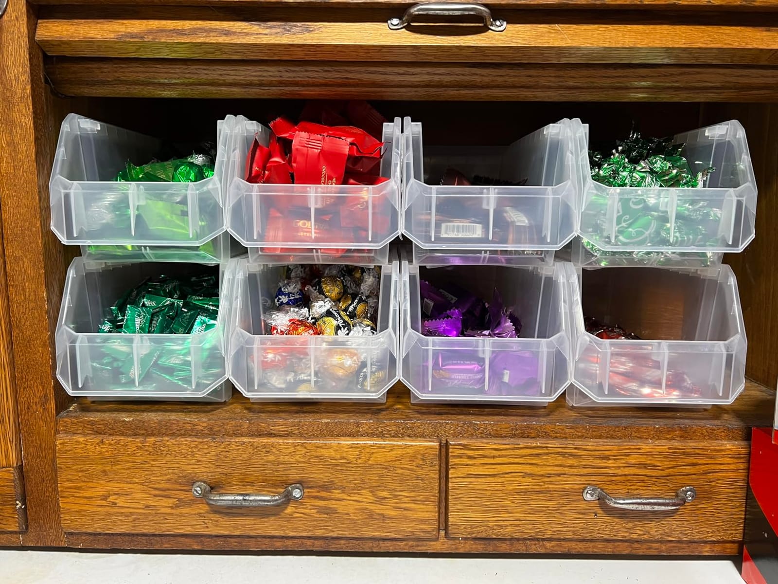 ReadySpace Medium Stackable Plastic Storage Bins, 8-Pack, Clear | Open-Front Stackable Bins For Garage, Pantry, Closet & Office, 11