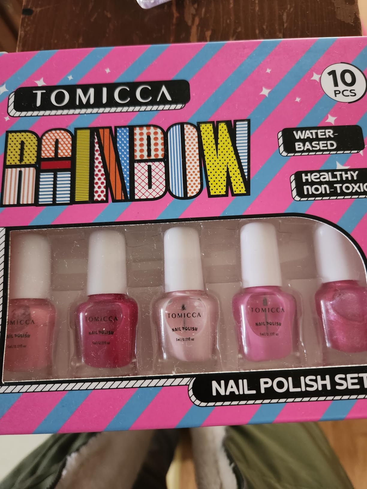 TOMICCA Kids Nail Polish Set, Non Toxic Quick Dry Water-Based Peel-Off 10 Colors Toddler Nail Polish Kit Natural Safe Quick Diy Kids Gifts Kit for Girls Ages 5+ customer photo 2