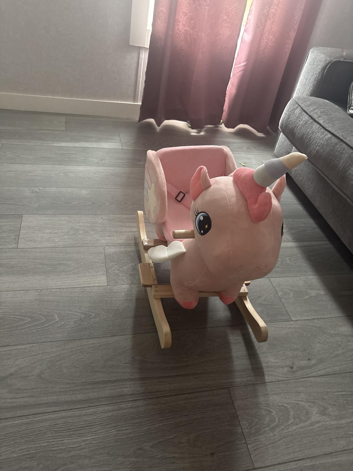 FUNLIO Unicorn Baby Rocking Horse, Pink Fairy Unicorn Rocking Horse for Toddlers 6 Months to 3 Years, Stuffed Ride-on Animal Rocker, Easy to Assemble, Nursery, CPC & CE Certified customer photo 2