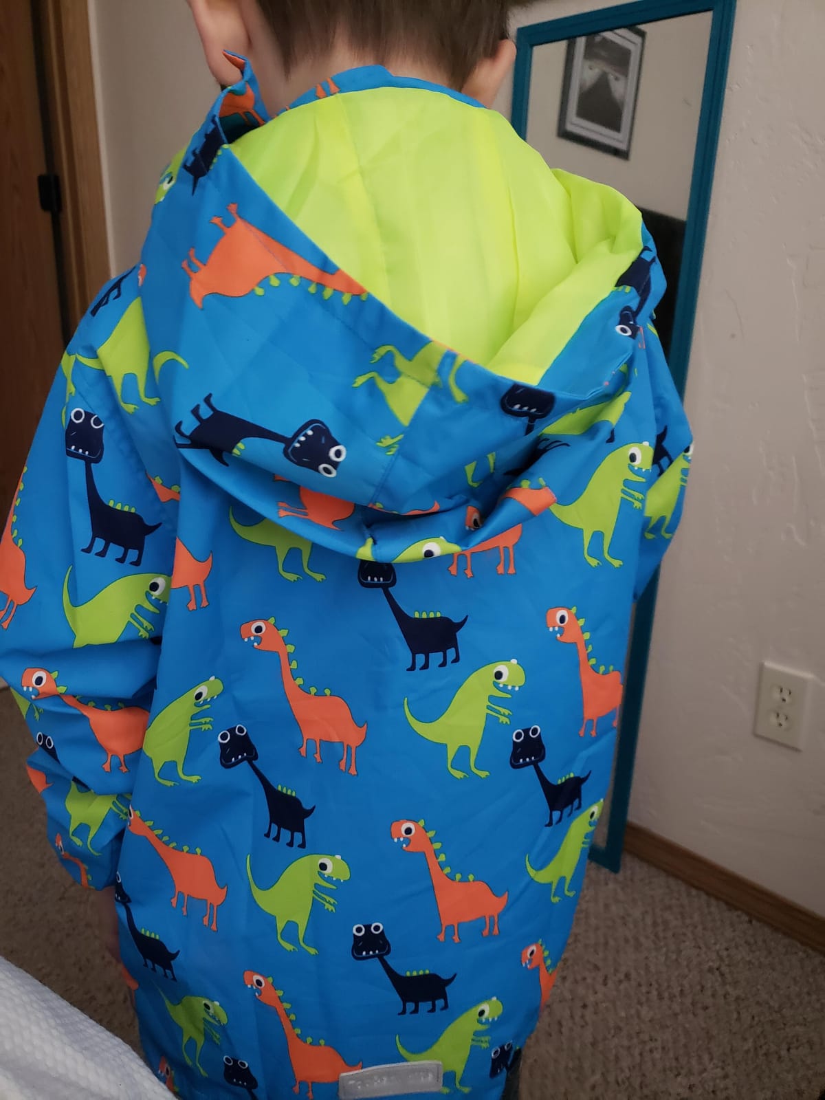 Waterproof Hooded Jacket for Boys Girls,Kids Raincoats Outdoor Windbreaker Dinosaur Rain Jacket customer photo 2