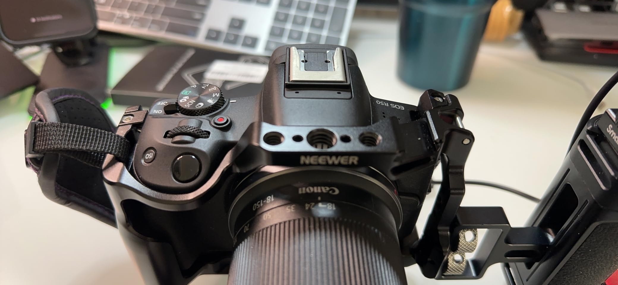 NEEWER R50 Camera Cage Compatible with Canon EOS R50, Aluminum Video Rig with NATO Rail, 1/4