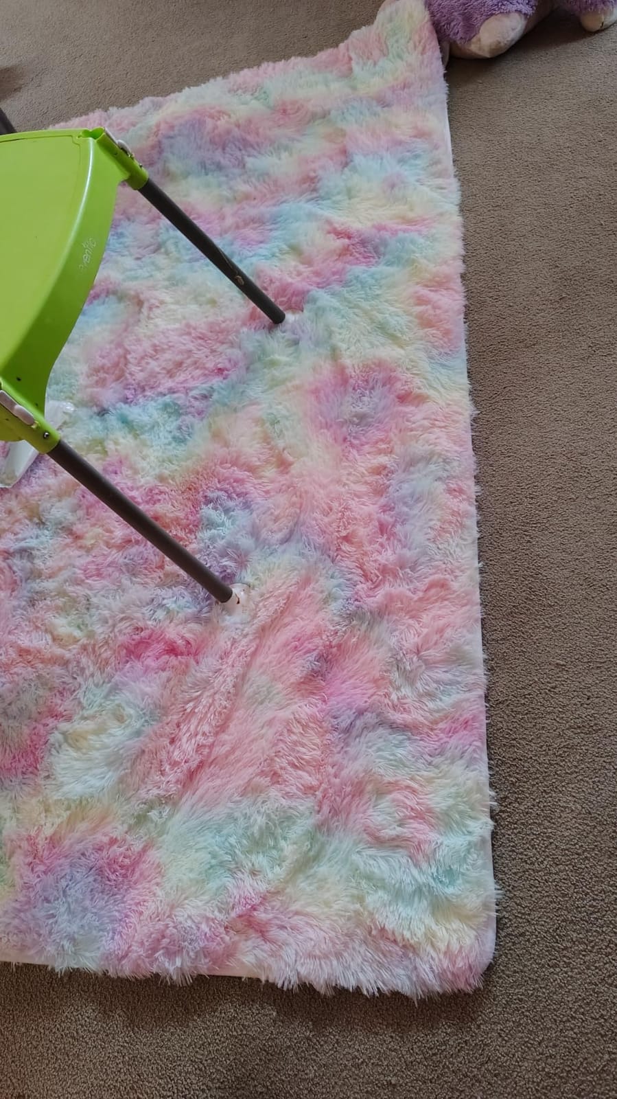 Plush Mermaid Rug for Girls Bedroom, Soft Adorable Rainbow Purple Tent Rugs customer photo 2