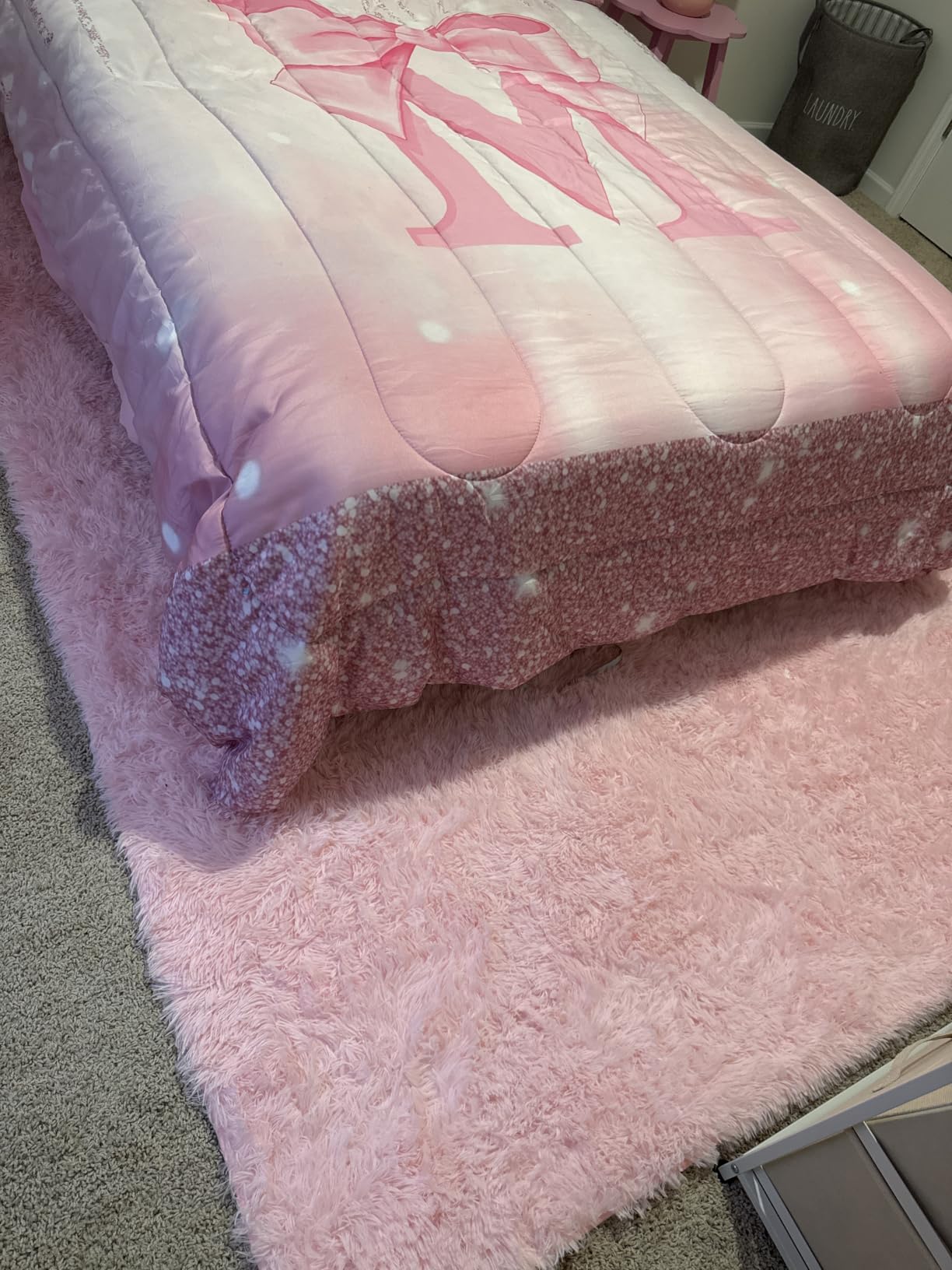 Fluffy Vibrant Rainbow Rugs for Bedroom 5x7 Ft, Colorful Unicorn Girls Rugs customer photo 2