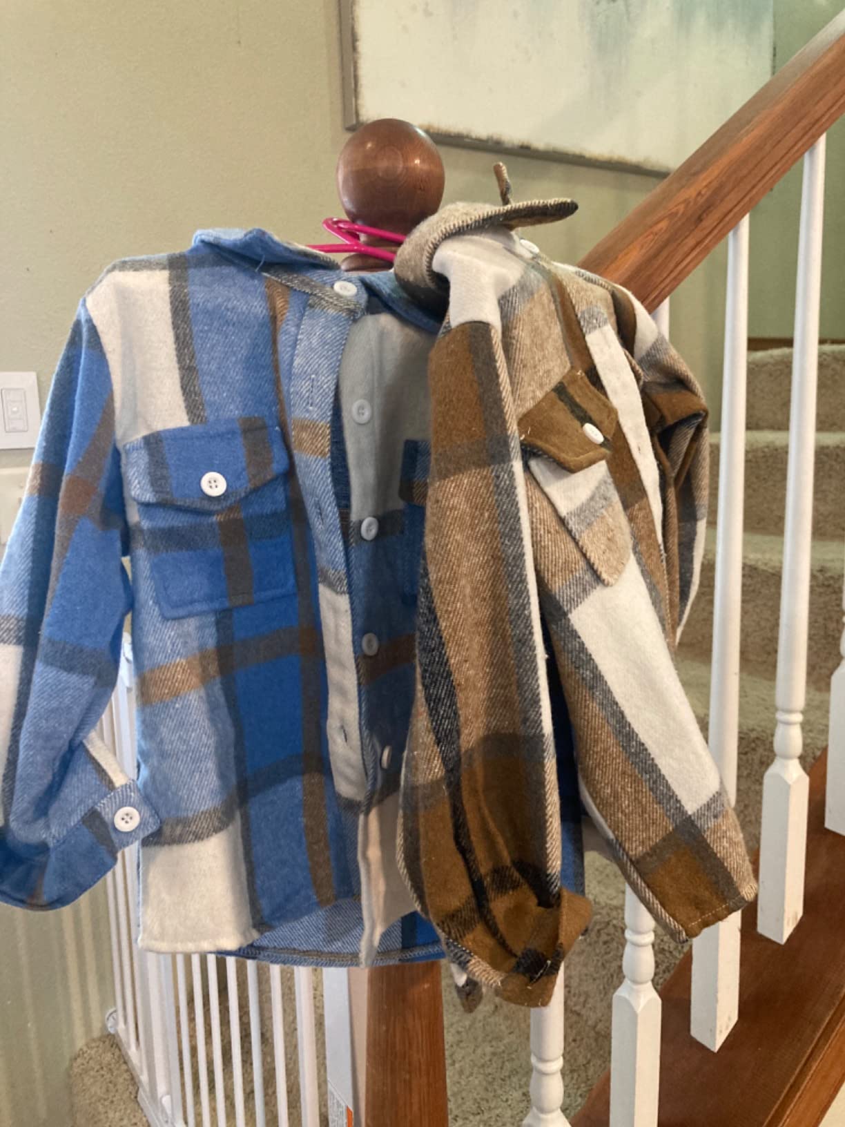 Feidoog Toddler Boys Plaid Shirt 2 Pack Button Down Shirts Jacket customer photo 2