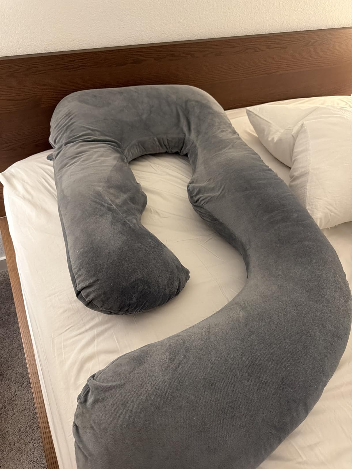 MOON PINE Pregnancy Pillow, U Shaped Full Body Pillow for Maternity Support, Sleeping Pillow with Cover for Pregnant Women (Dark Grey) customer photo 2