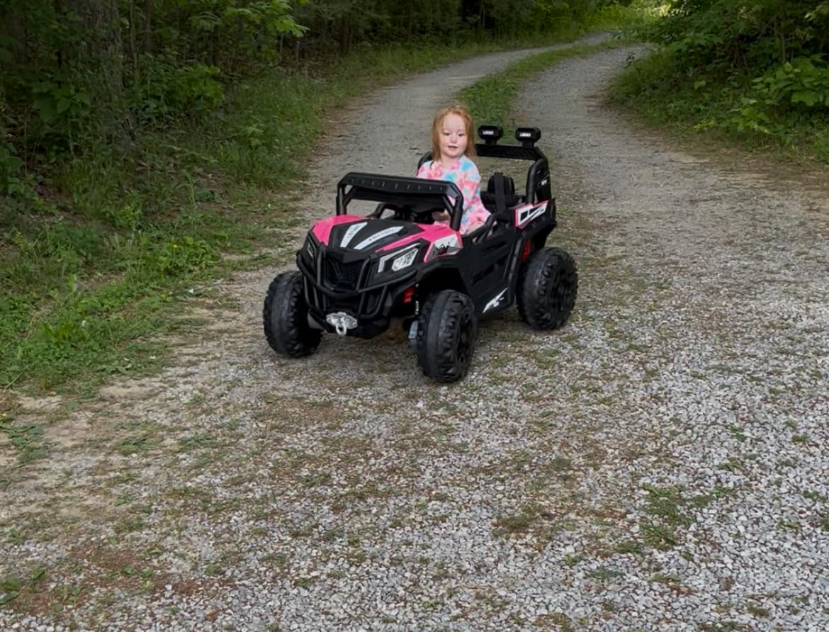 ANPABO 24V Ride On Toys for Kids w/Remote Control, 4WD/2WD Switchable, Red customer photo 2