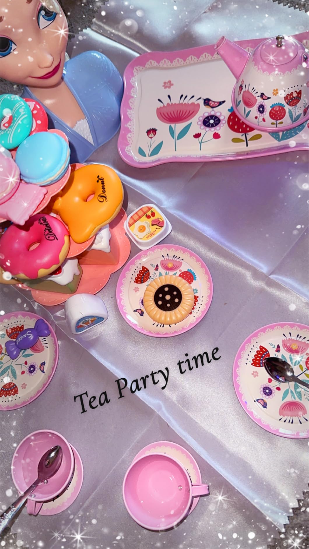 Tea Party Set for Little Girls, Flower Tea Sets Toys for Toddlers Girls Age 3 4 5 6 Year Old customer photo 2