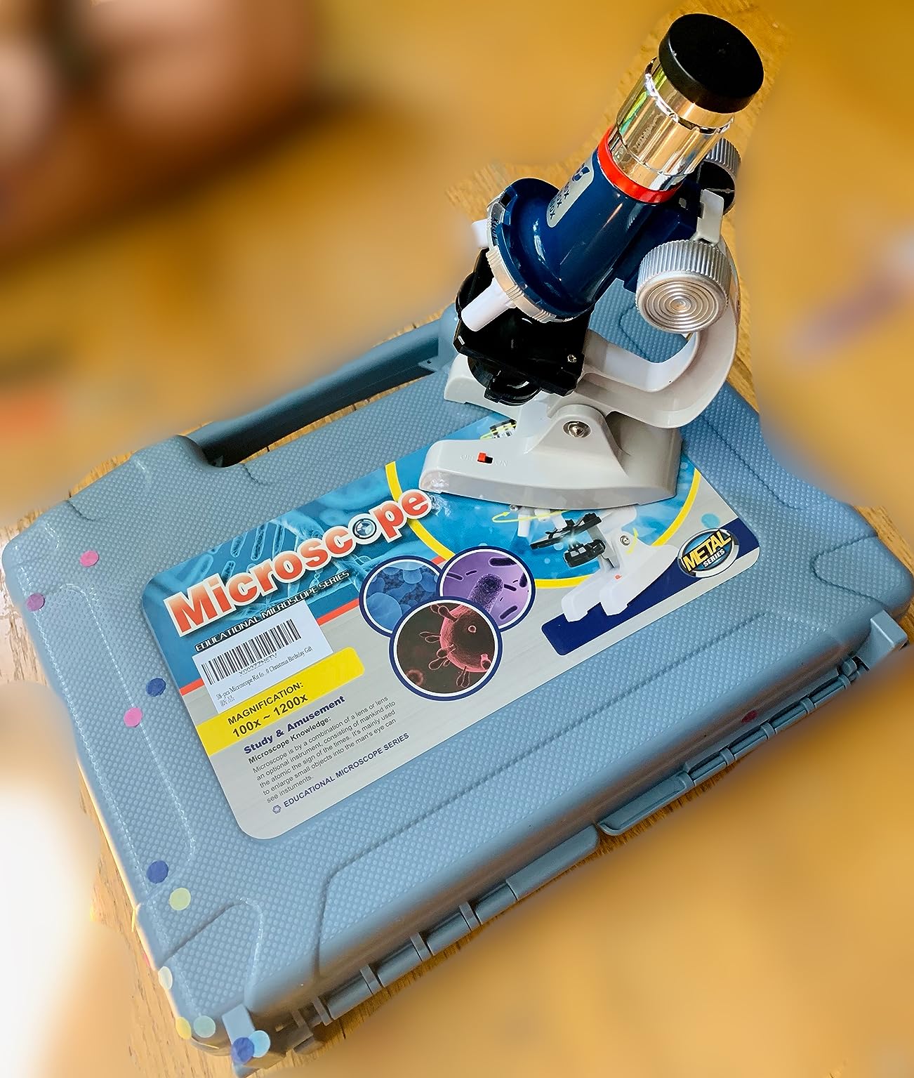 Uarzt Kids Beginner Microscope Science Kit with 100X-1200X, 13 Prepared Slides & DIY Blank Slides, 18MM HD Len, LED Light Adjustable and ABS Box, Microscope for Kids 5-7 8-12 customer photo 1
