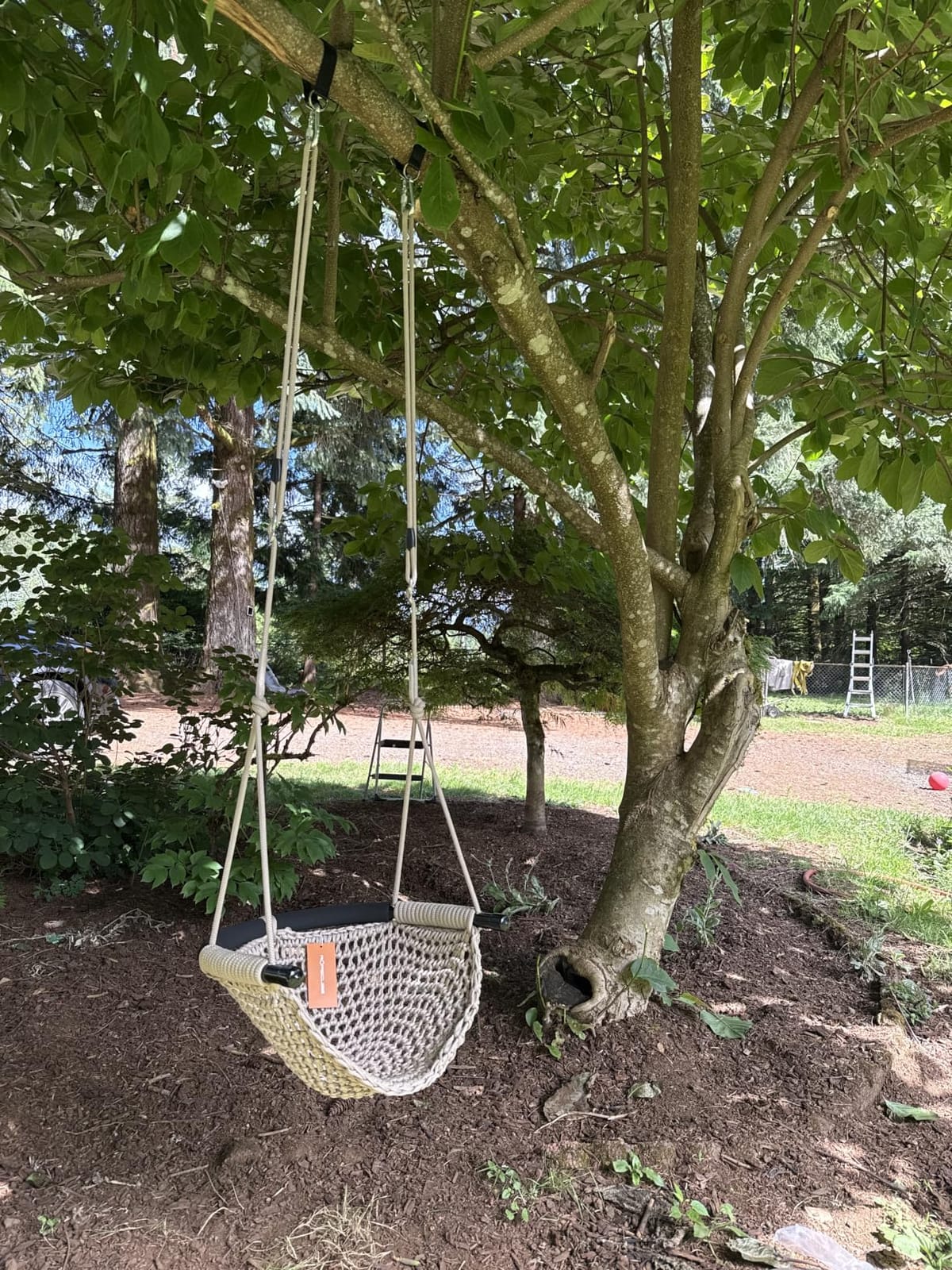 Hand-Knitting Toddler Swing, Swing Seat for Kids with Adjustable Ropes, Little tikes Swings Set, for Outdoor Indoor, Playground, Backyard (Light Brown) customer photo 2