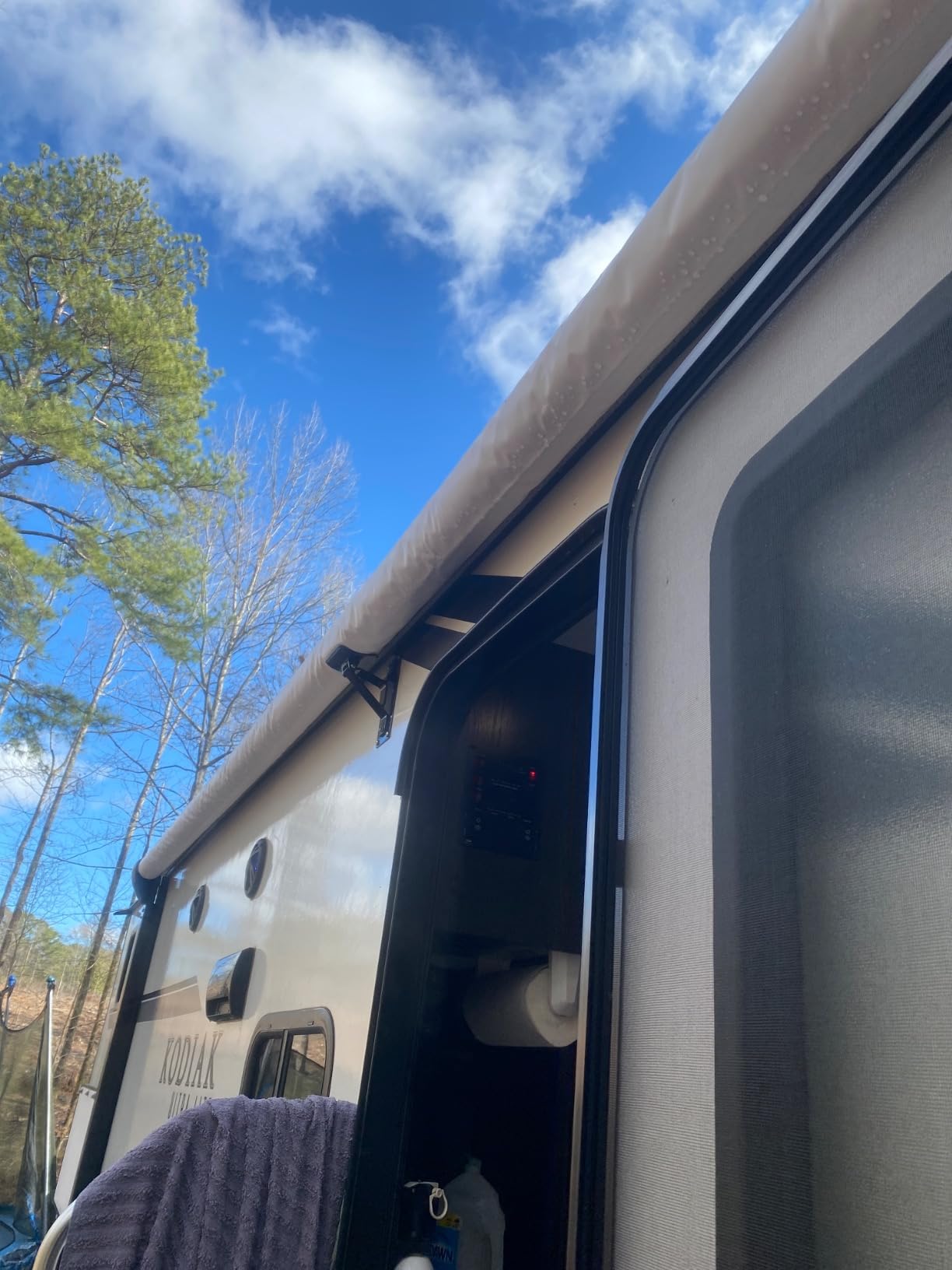Black Electric Power RV Awning Frame and Fabric Assemblies Full Set for RV,5th Wheel,Travel Trailers,Toy Haulers,and Motorhome RV Trailer Awning for Home or Camper (18Feet, Black Solid) customer photo 2