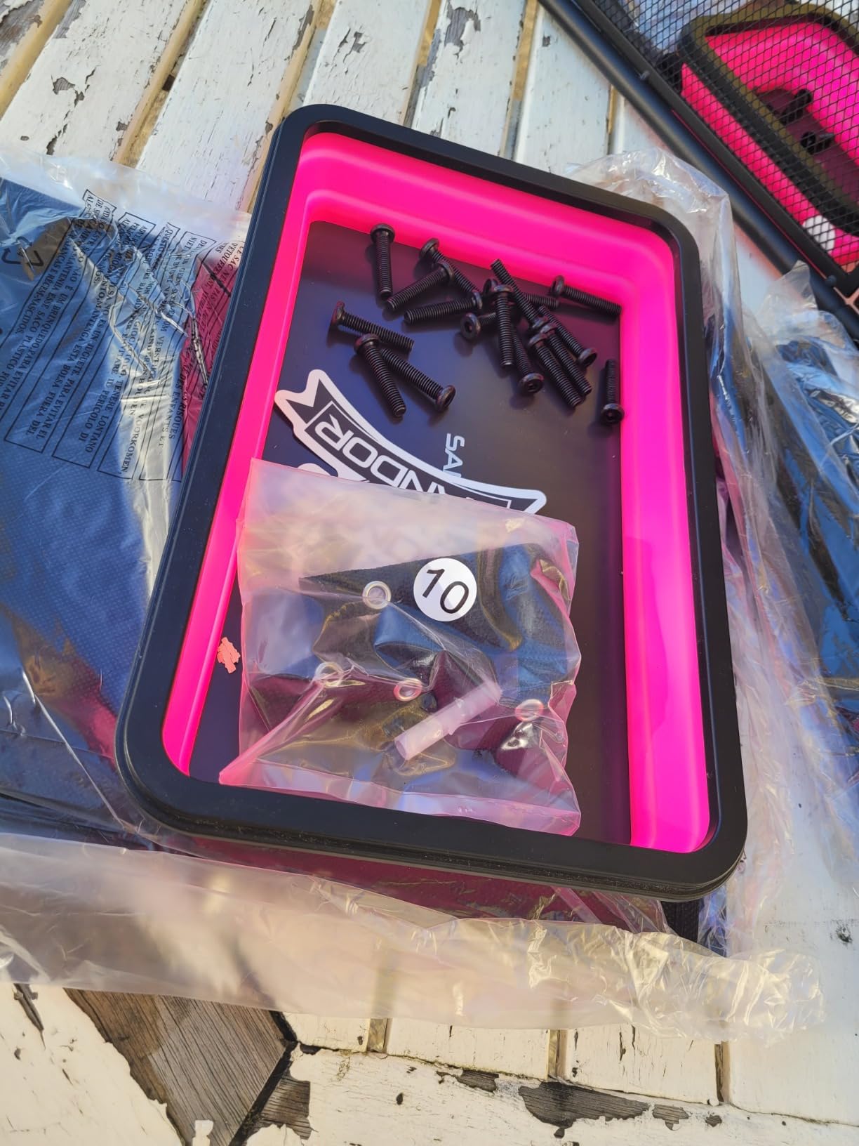 Collapsible Magnetic Parts Tray Set - 3 Different Size Tool Trays - Blue customer photo 2