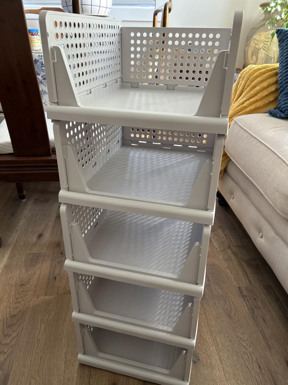 caktraie 5 Pack Stackable Closet Storage Basket - Stackable Storage Bins | Multifunctional & Foldable Closet Organizer Waterproof, Wardrobe Cupboard Space-Saving Storage Drawer Organizer customer photo 1