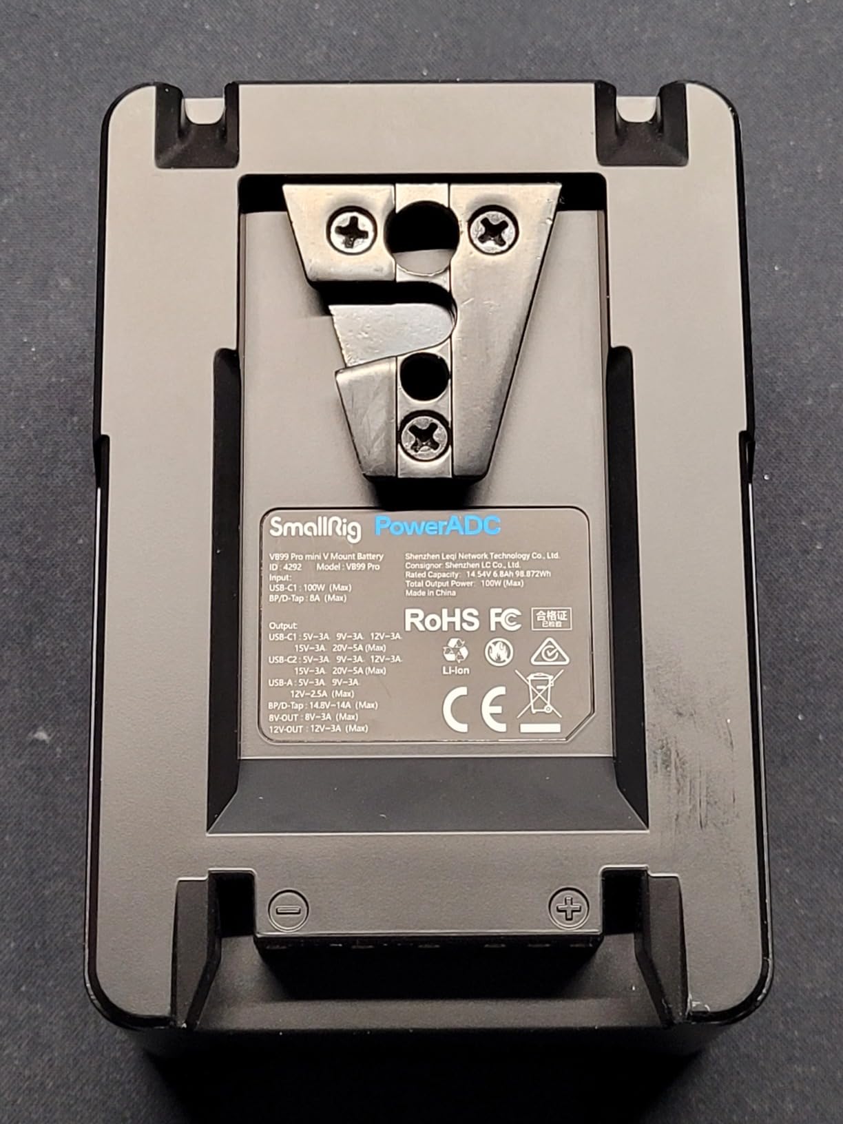 SMALLRIG V Mount Battery VB99 Pro, 99Wh / 6800mAh Mini V-Mount Battery | 100W Output, 2.5H Full Charge, PD 3.0 Fast Charging, for Filmmakers, Cameras, Camcorders, Phones, Monitors, Video Lights customer photo 2