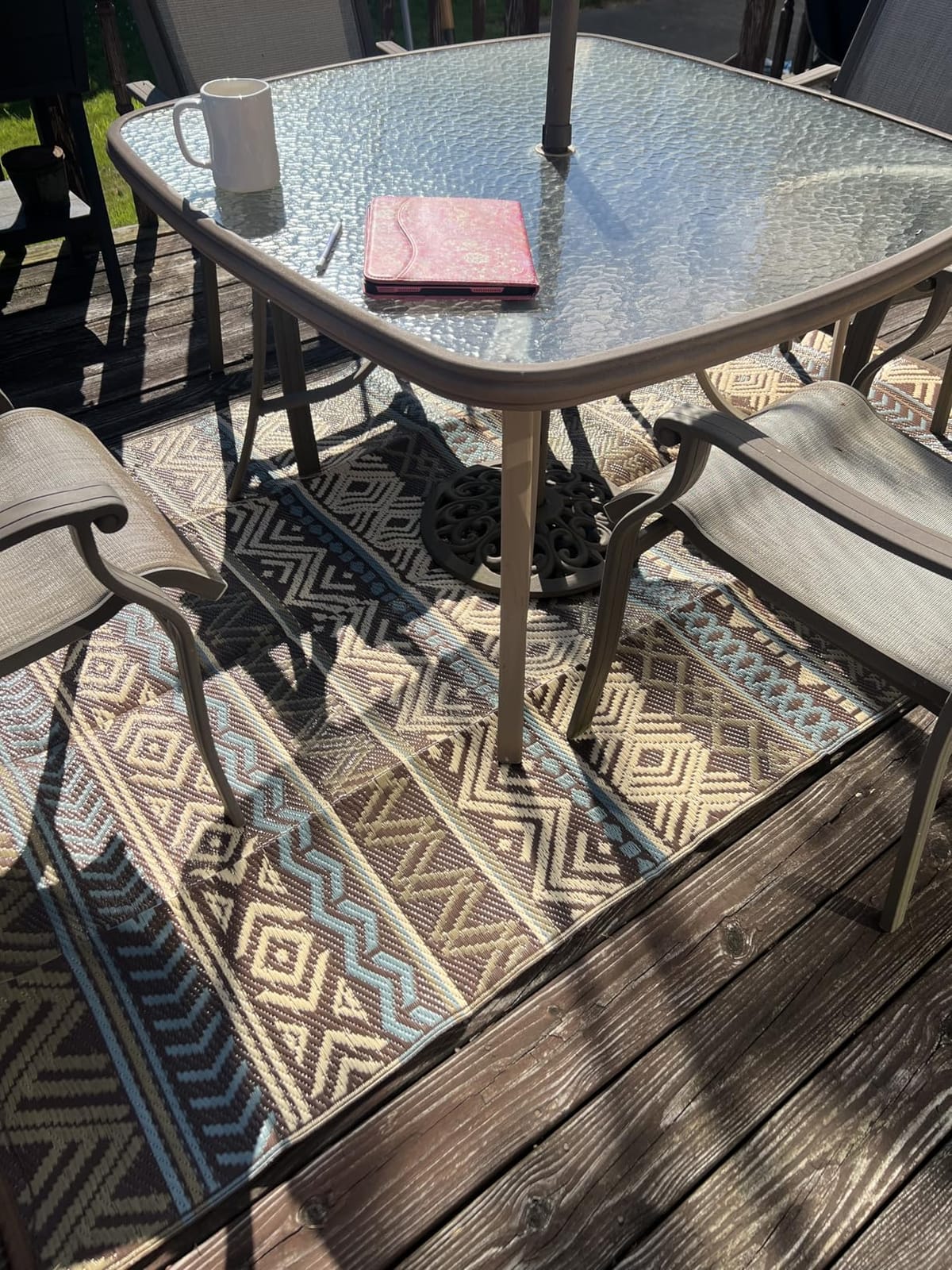 MontVoo Outdoor Rug Carpet Waterproof-Patio Rug Mat 5x8 Reversible RV Outdoor Camping Rugs Picnic Beach Mats Plastic Straw Outside Rugs for Balcony Porch Pool Deck Boho Patio Decor customer photo 1
