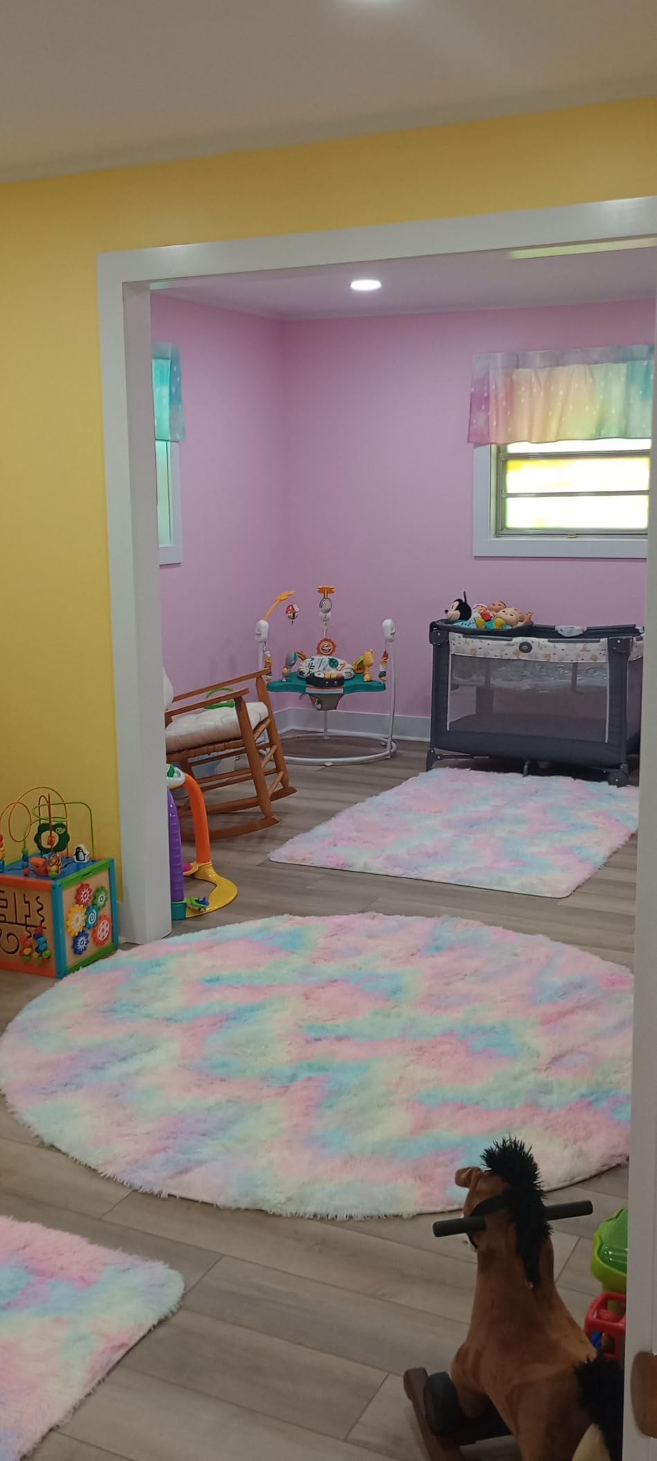 Sage Green Round Rugs for Boys Bedroom,Shaggy Circle Rug 5Ft for Kids Room,Fluffy Carpet for Classroom Shag Circular Rug for Nursery,Fuzzy Plush Rugs for Teen Dorm,Cute Baby Room Decor customer photo 1