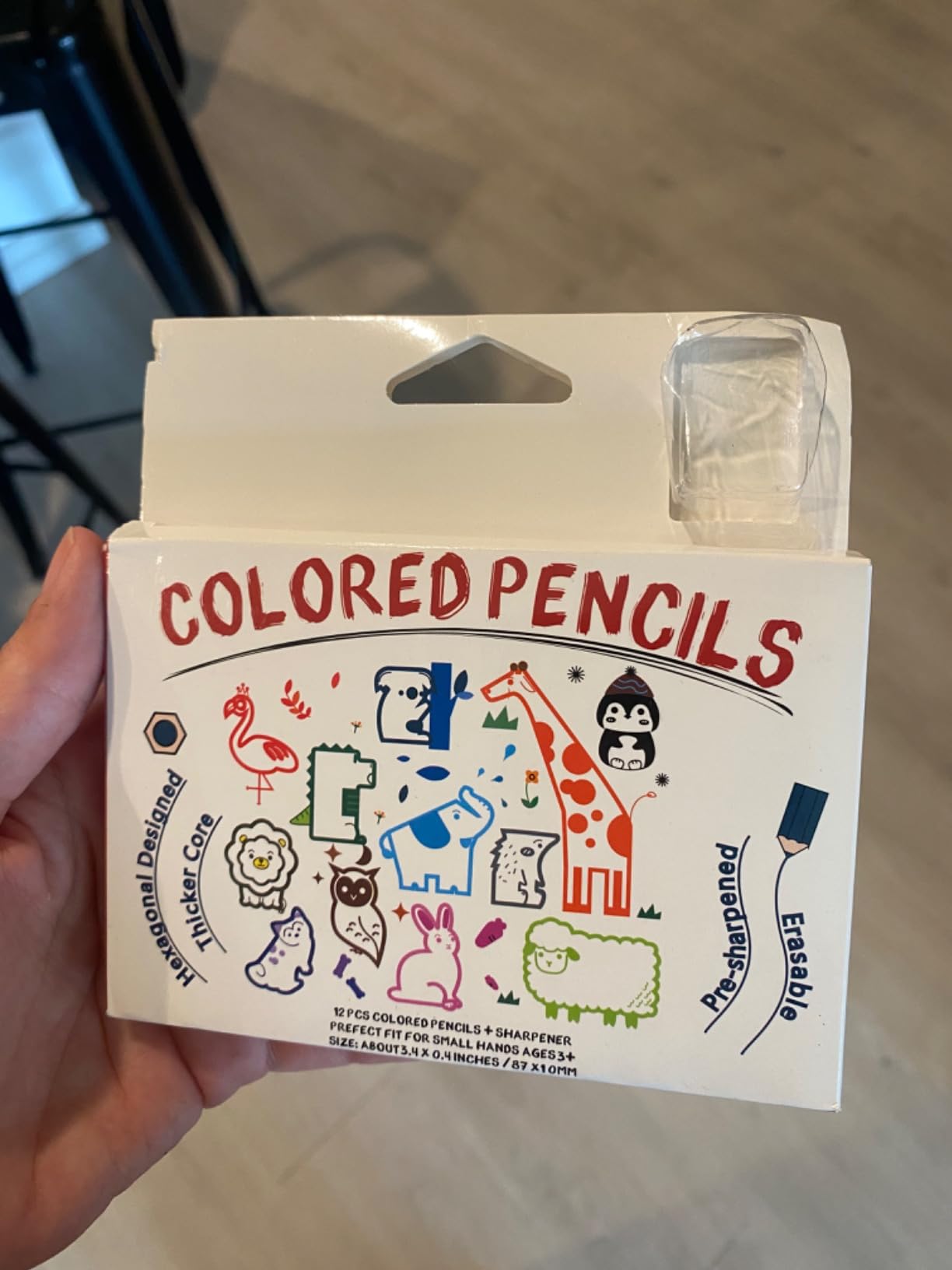ThEast Toddlers Colored Pencils, Art Supplies for Children, 12 Color Pencils for Kids, Cute Animal Toddler Crayons Drawing Pencil with Sharpener(Pack of 1) customer photo 2