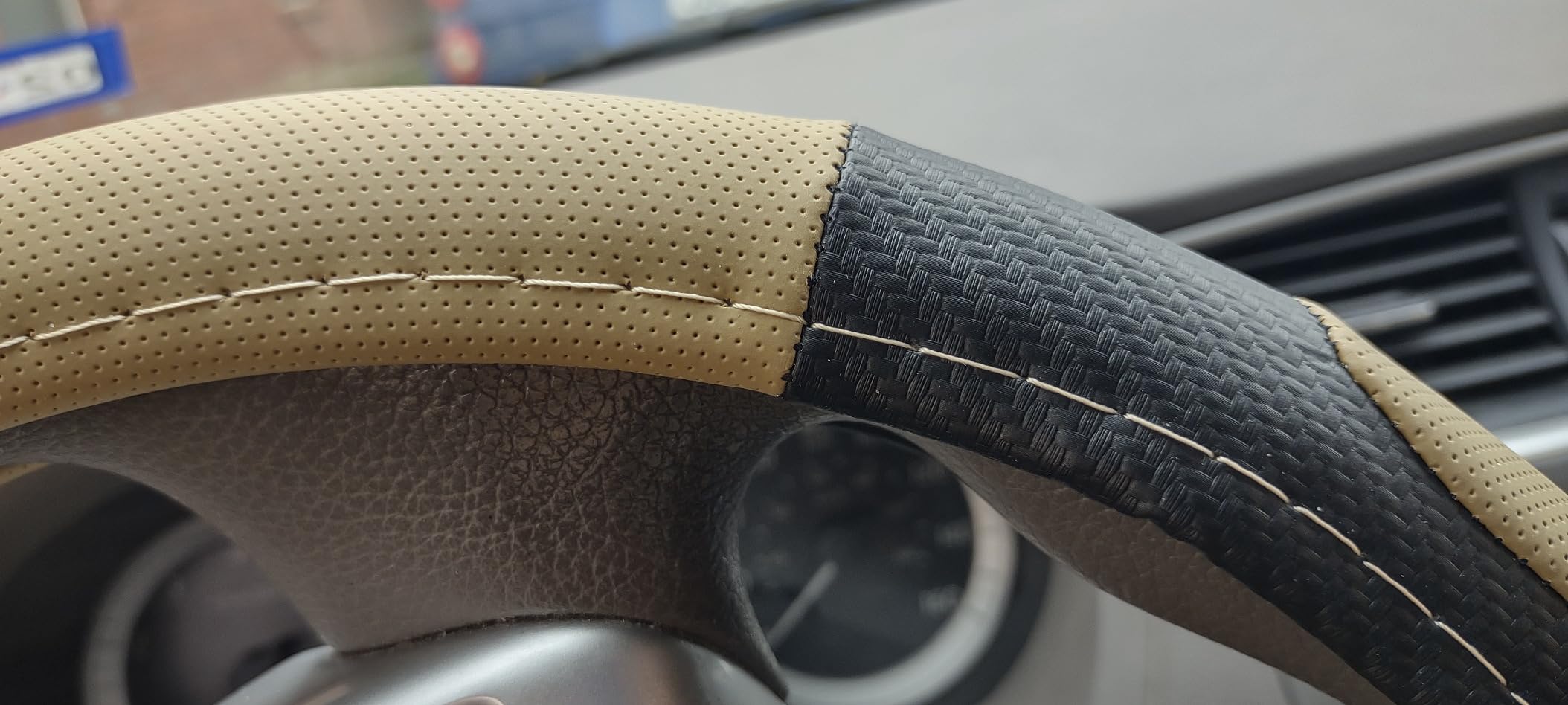 zipelo 14.5-15 Inch Ice Silk Steering Wheel Cover, Gray customer photo 1