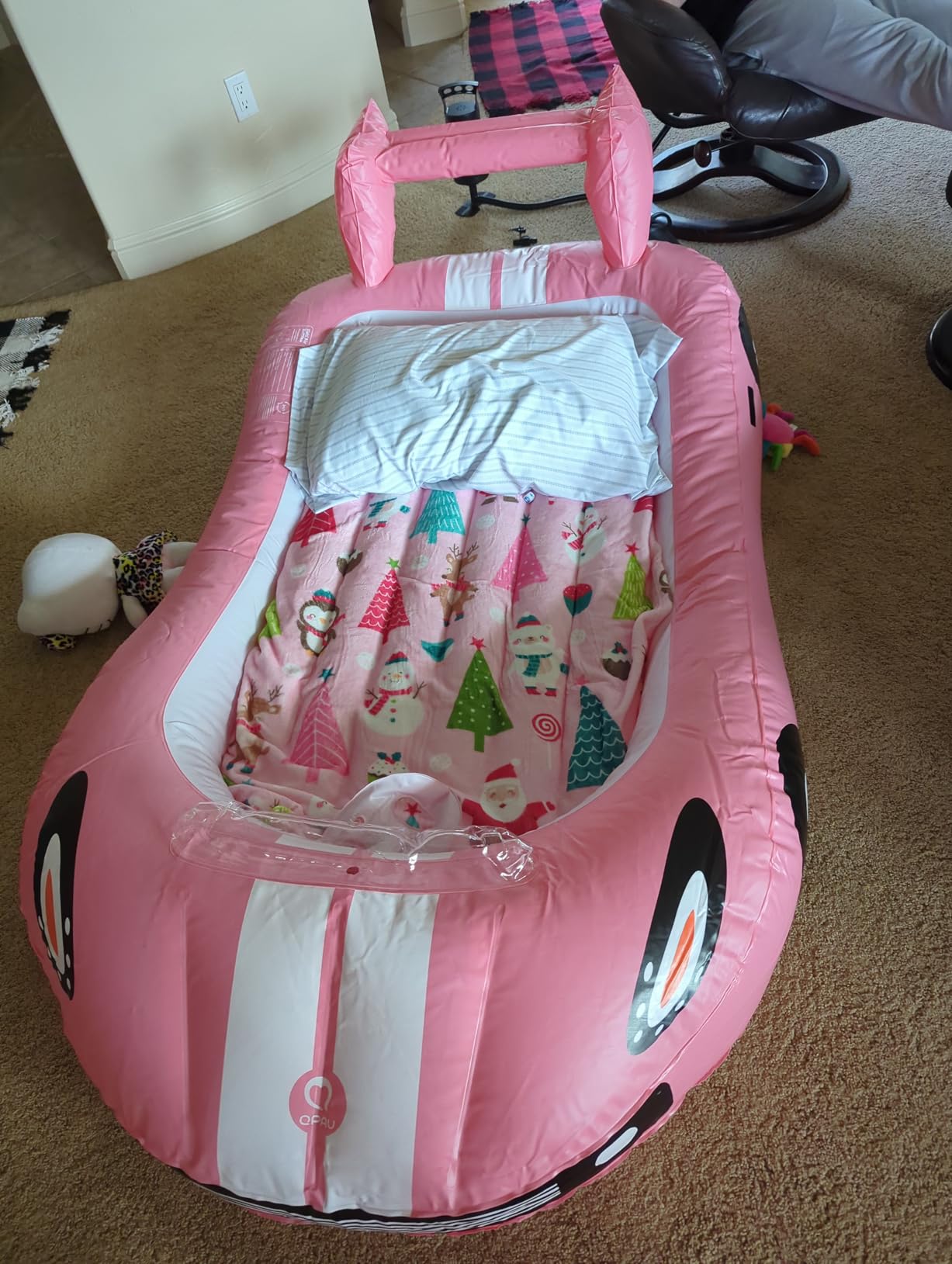 QPAU Inflatable Toddler Travel Bed with Fast Electric Pump, Racing Car customer photo 2