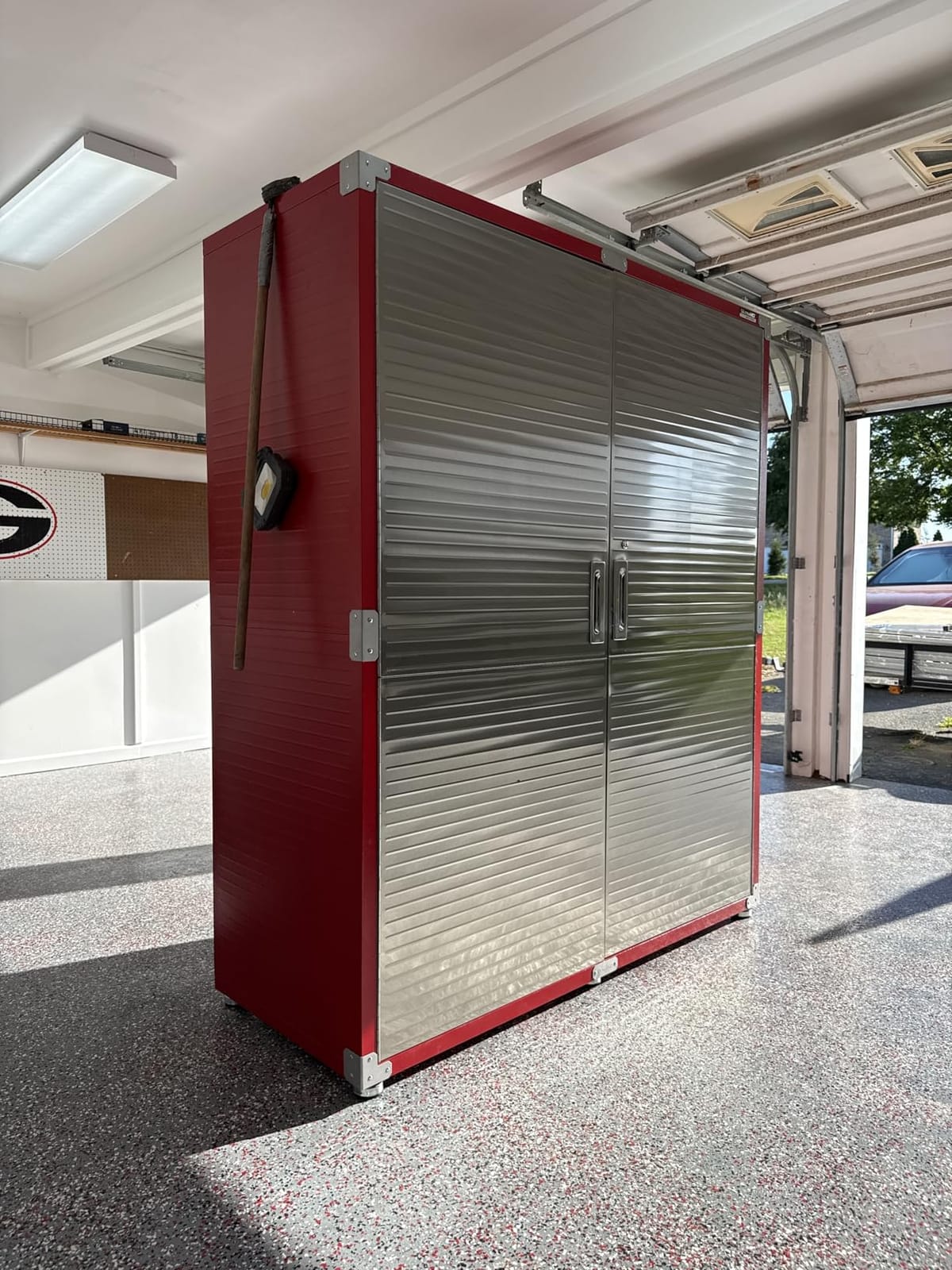 Seville Classics UltraHD Solid Steel Lockable Metal Storage Cabinet Locker Organizer with Adjustable Shelves for Garage, Warehouse, Office, Classroom, Red, 60