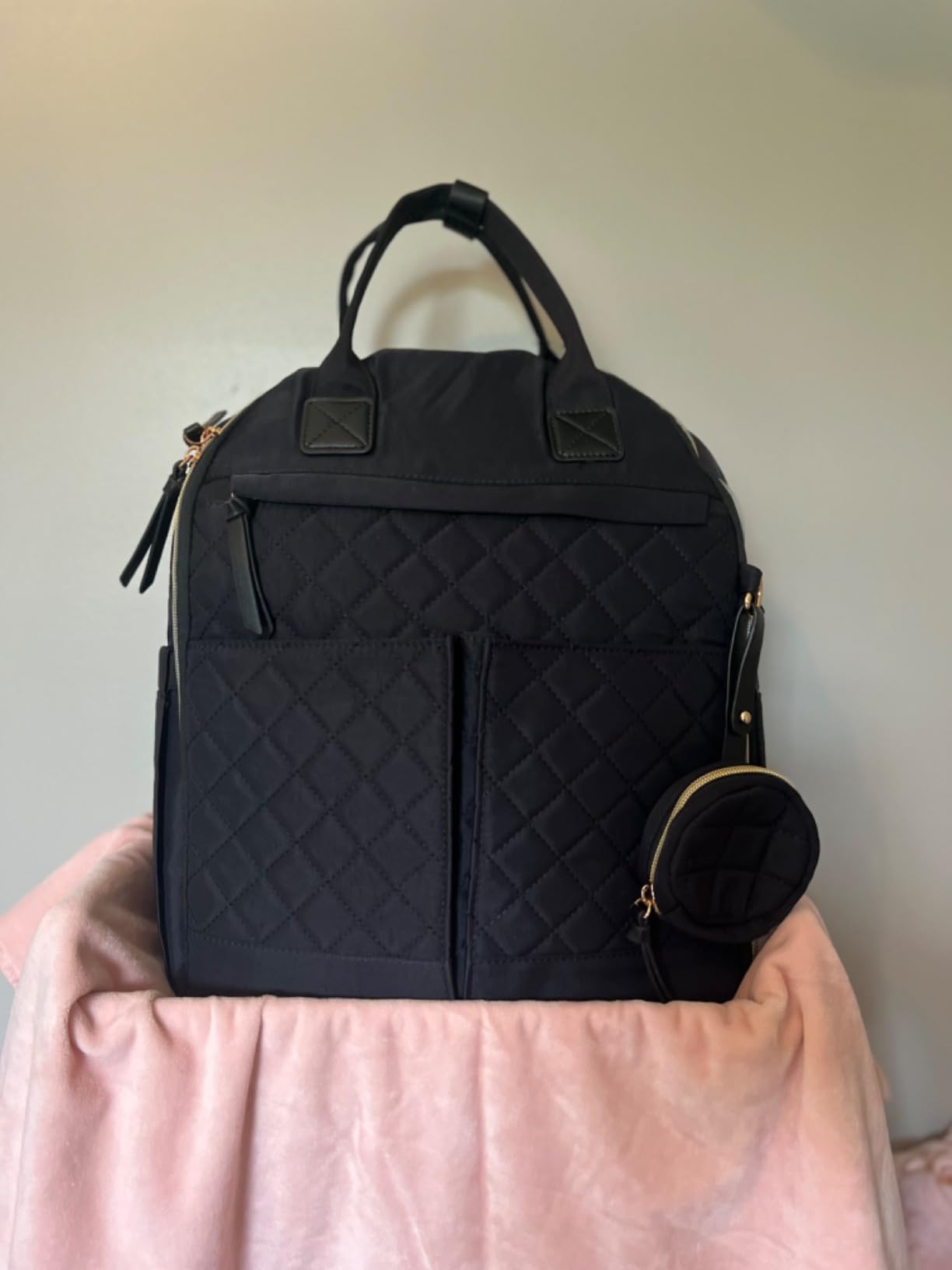 Diaper Bag Backpack with Changing Pad Quilted Baby Bag customer photo 2