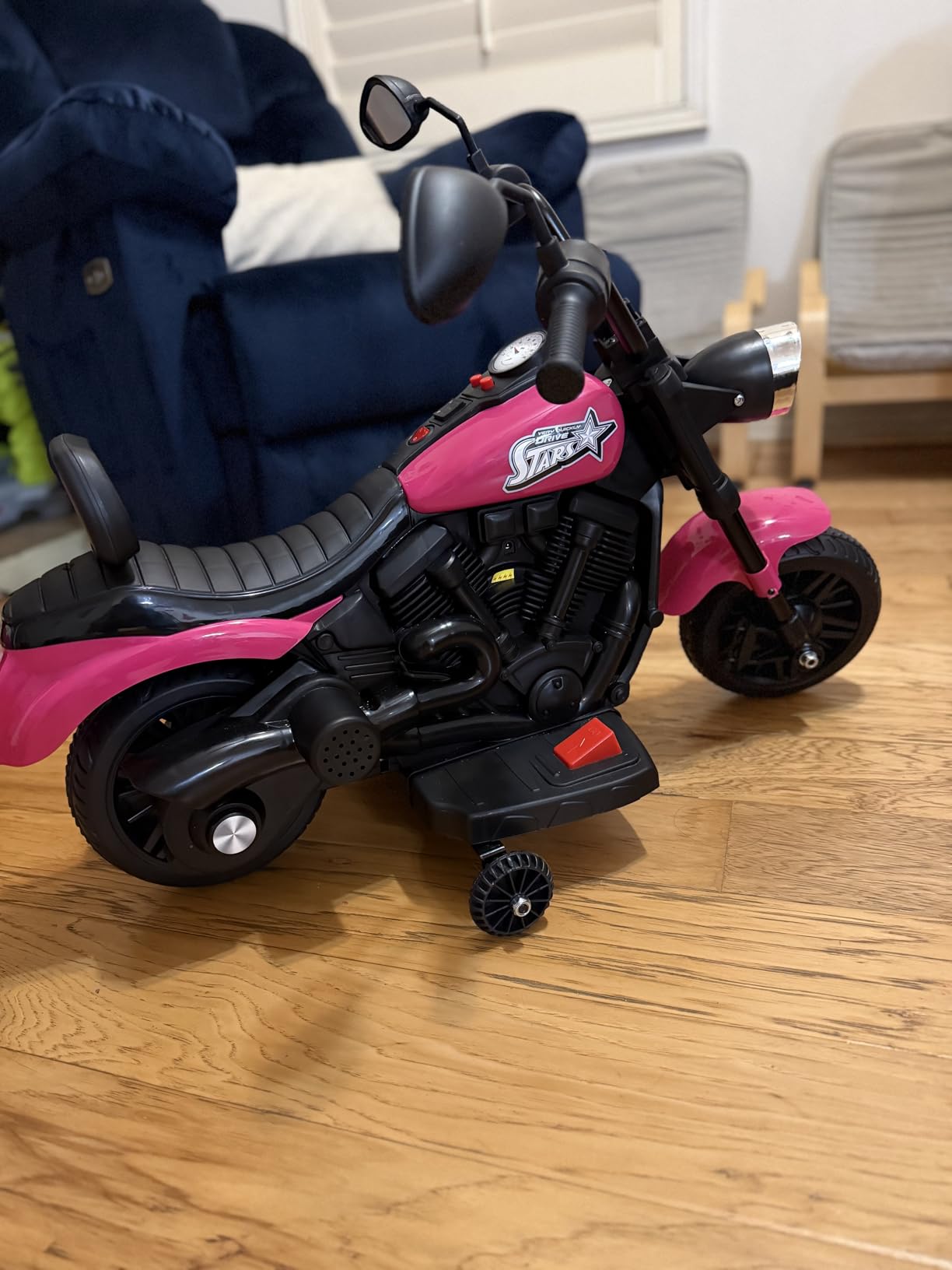 Costzon Toddler Motorcycle, 6V Battery Powered Electric Motorcycle with Detachable Training Wheels, Soft Start, Headlights & Music, Kids Motorcycle Ride on Toy for Toddlers Boys Girls 18+ Months (Red) customer photo 2