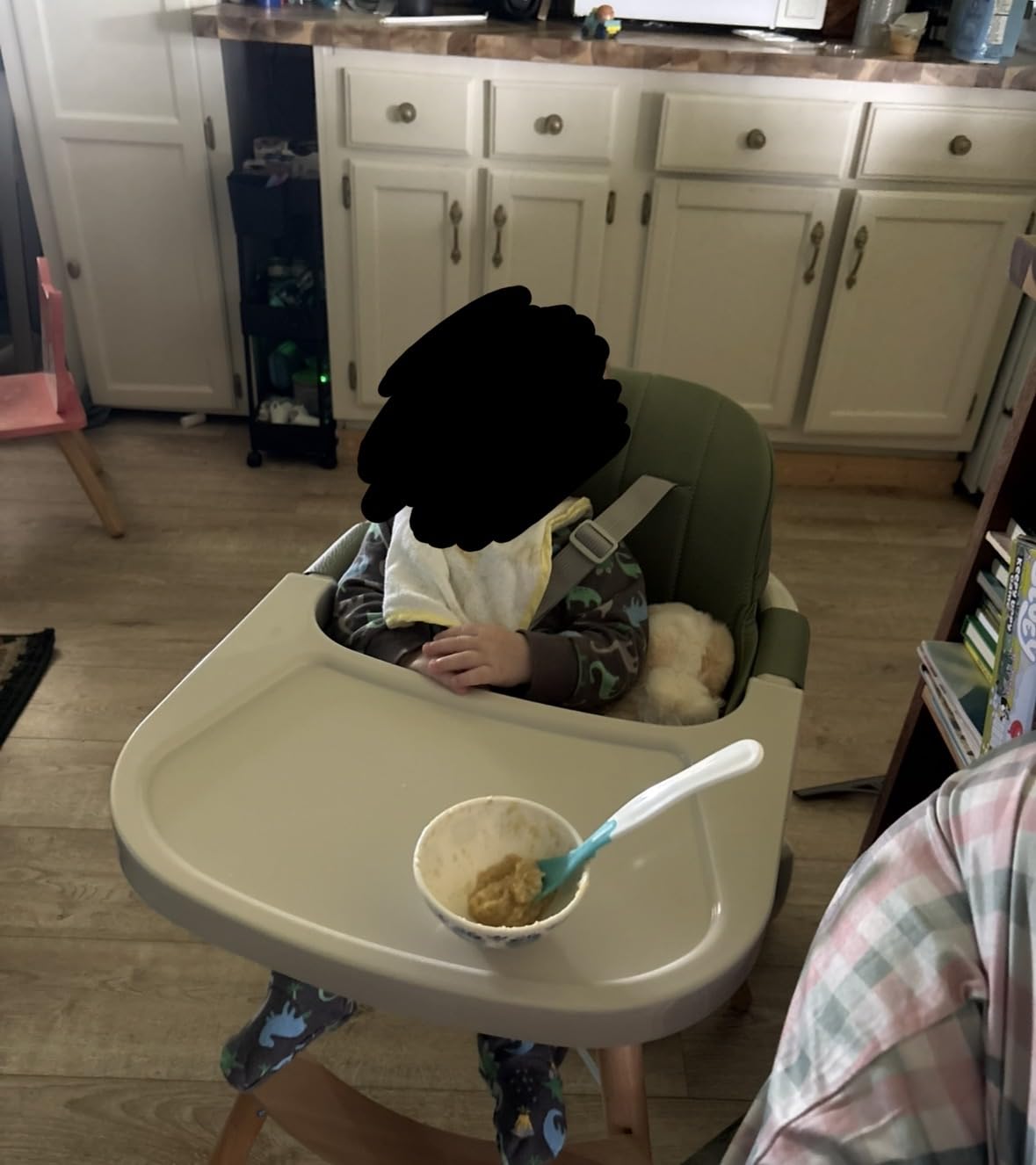 Mallify 3-in-1 Wooden High Chair, Convertible High Chairs for Babies and Toddlers, Baby Highchair with Adjustable Legs & Dishwasher-Safe Tray, Sleek Hardwood & Premium PU Cushion, Beige customer photo 1
