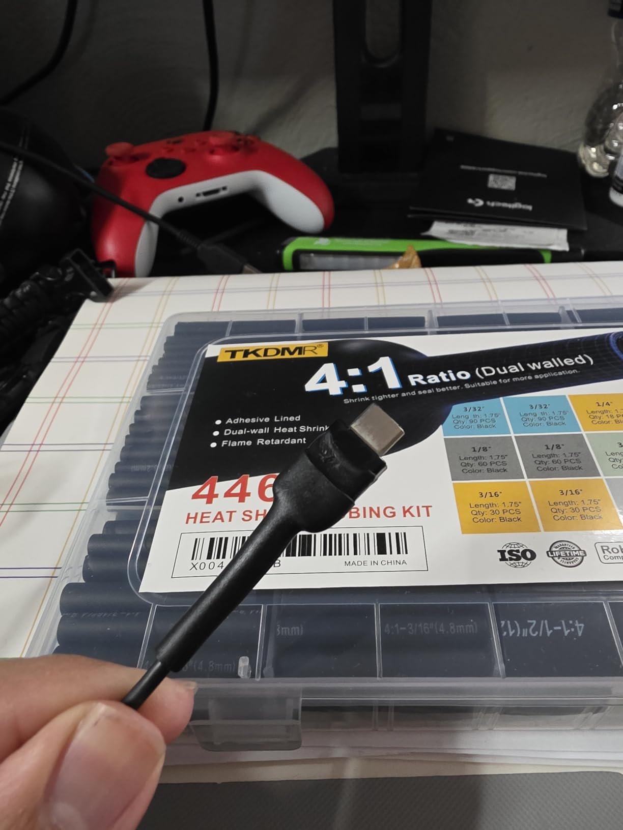 TKDMR 446 Pcs Heat Shrink Tubing Kit - 4:1 Ratio Adhesive Lined, Marine Grade Shrink Wrap - Industrial Heat Shrink Tubing,Black customer photo 2