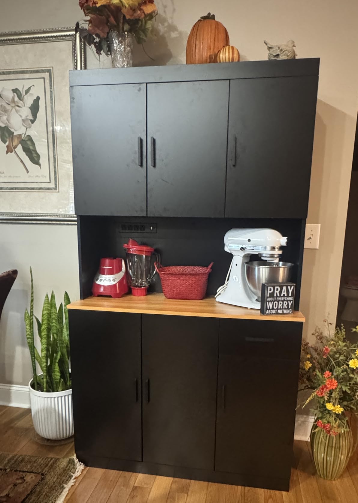 DIYART 71 Inch Black Pantry Cabinet with Power Outlet, Heavy-Duty Freestanding Kitchen Storage Organizer with Reinforced Frame, Pantry Hutch for Kitchen, Dining Room, Living Room customer photo 2