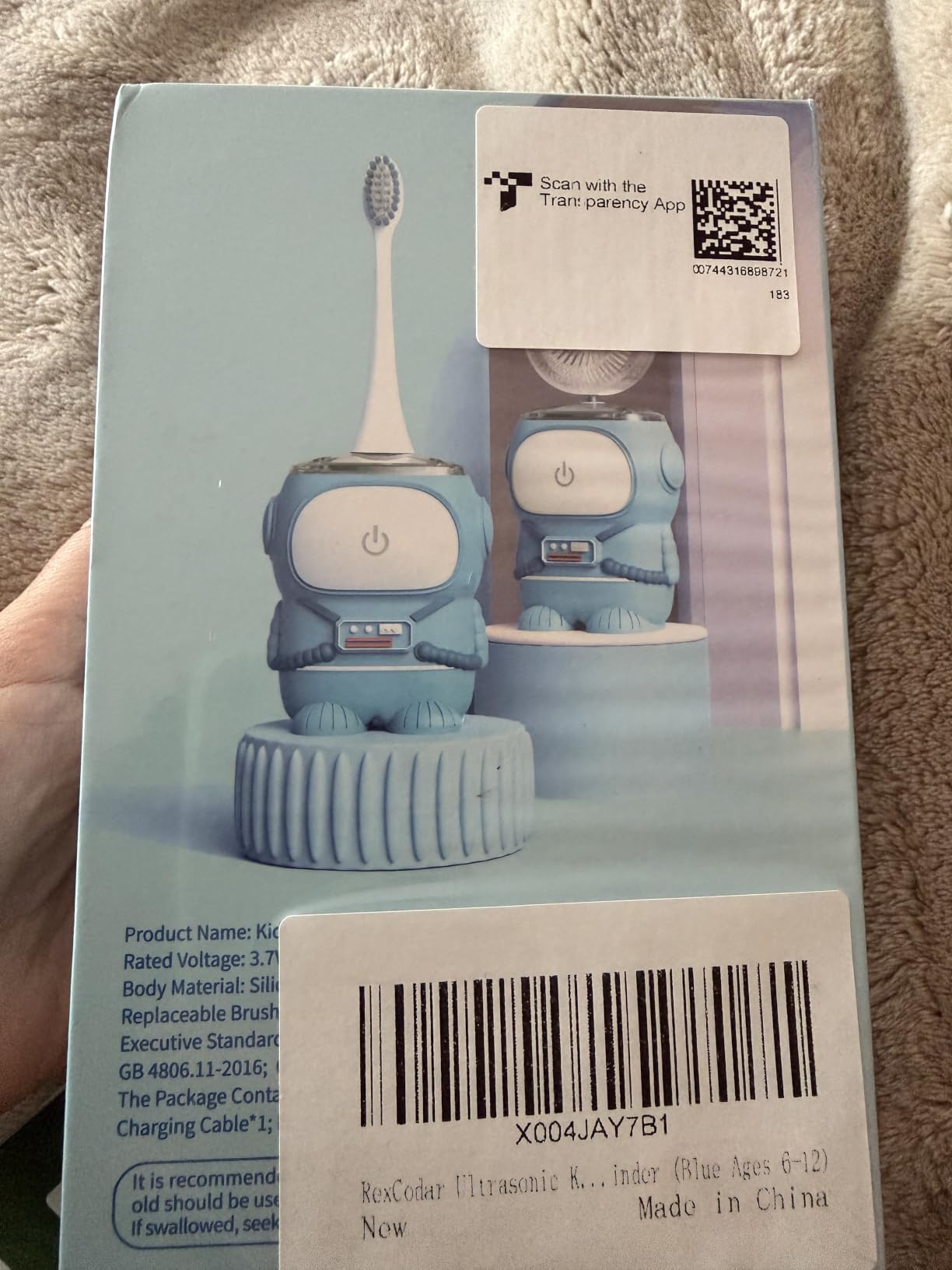 RexCodar Ultrasonic Kids U Shaped Electric Toothbrush,4 Brush Head,Age 6-12 customer photo 1