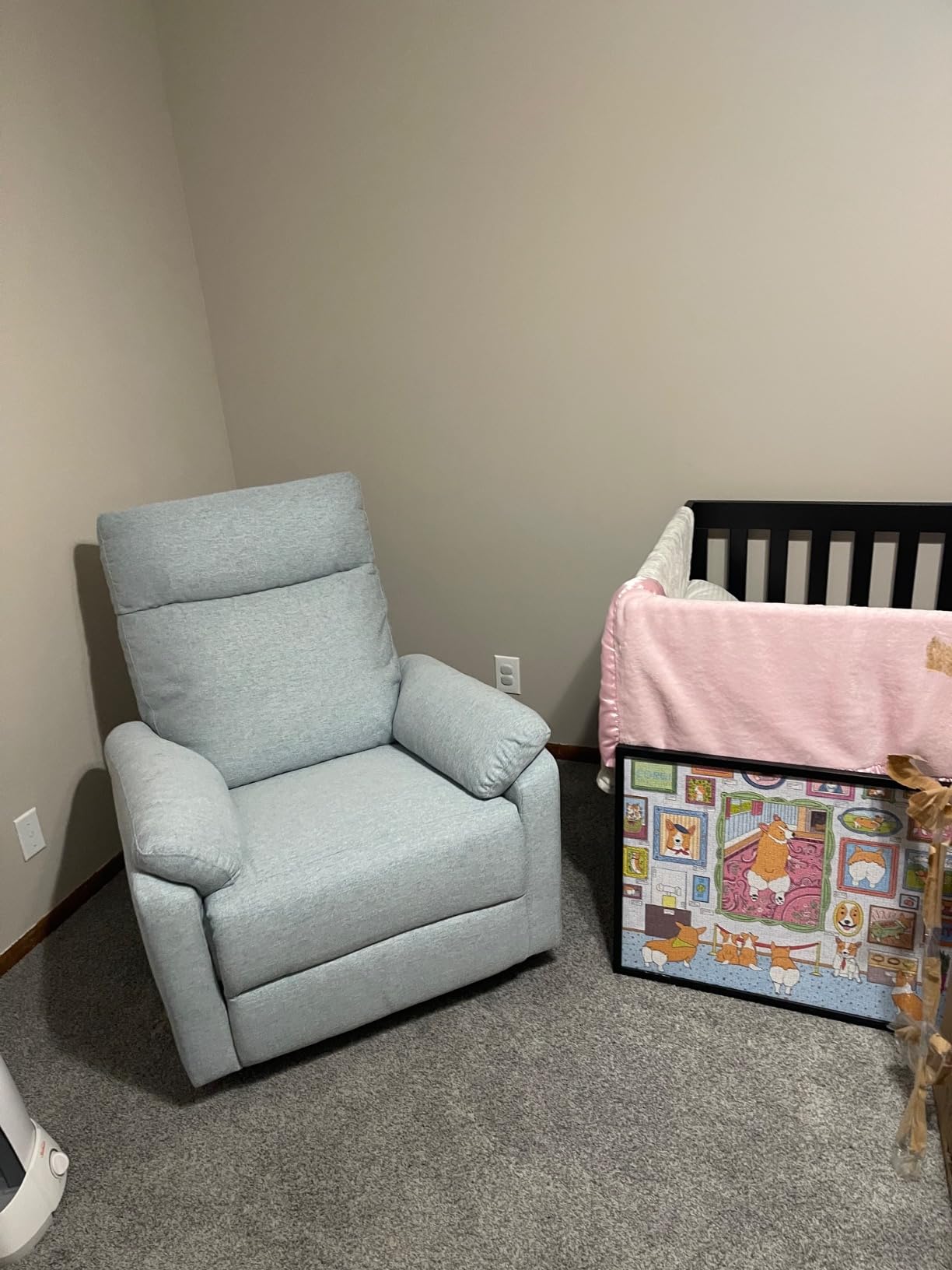 Davinci Suzy Recliner Glider w/ 360° Swivel, Manual, Heathered Blue customer photo 2