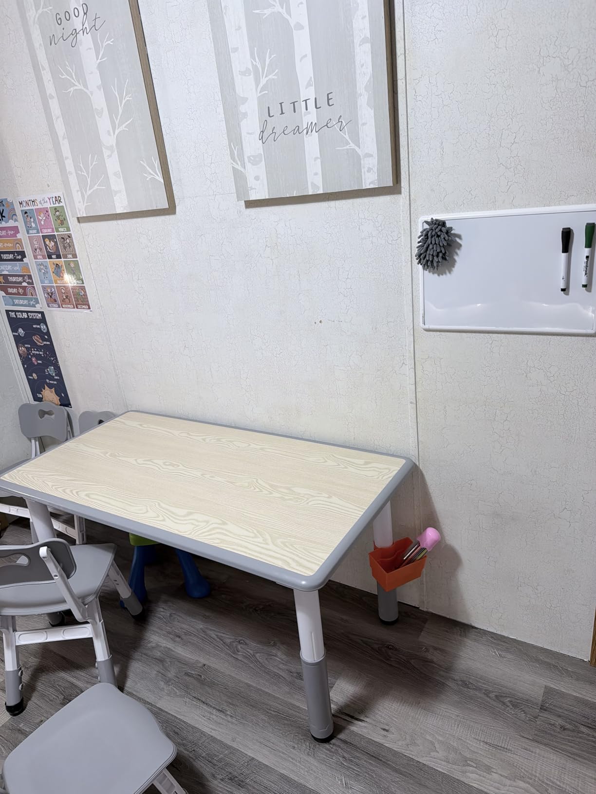 Kids Table and Chair Set for Toddlers - Adjustable Activity Center with Non-Slip Legs & Graffiti-Proof Surface Ages 3-12 customer photo 2
