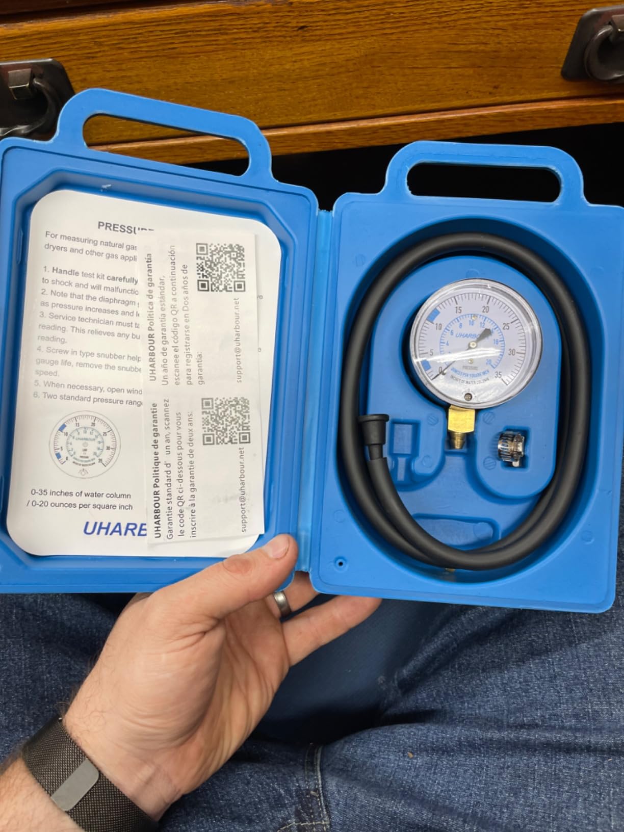 UHARBOUR LP Gas Manometer Pressure Tester 0-35